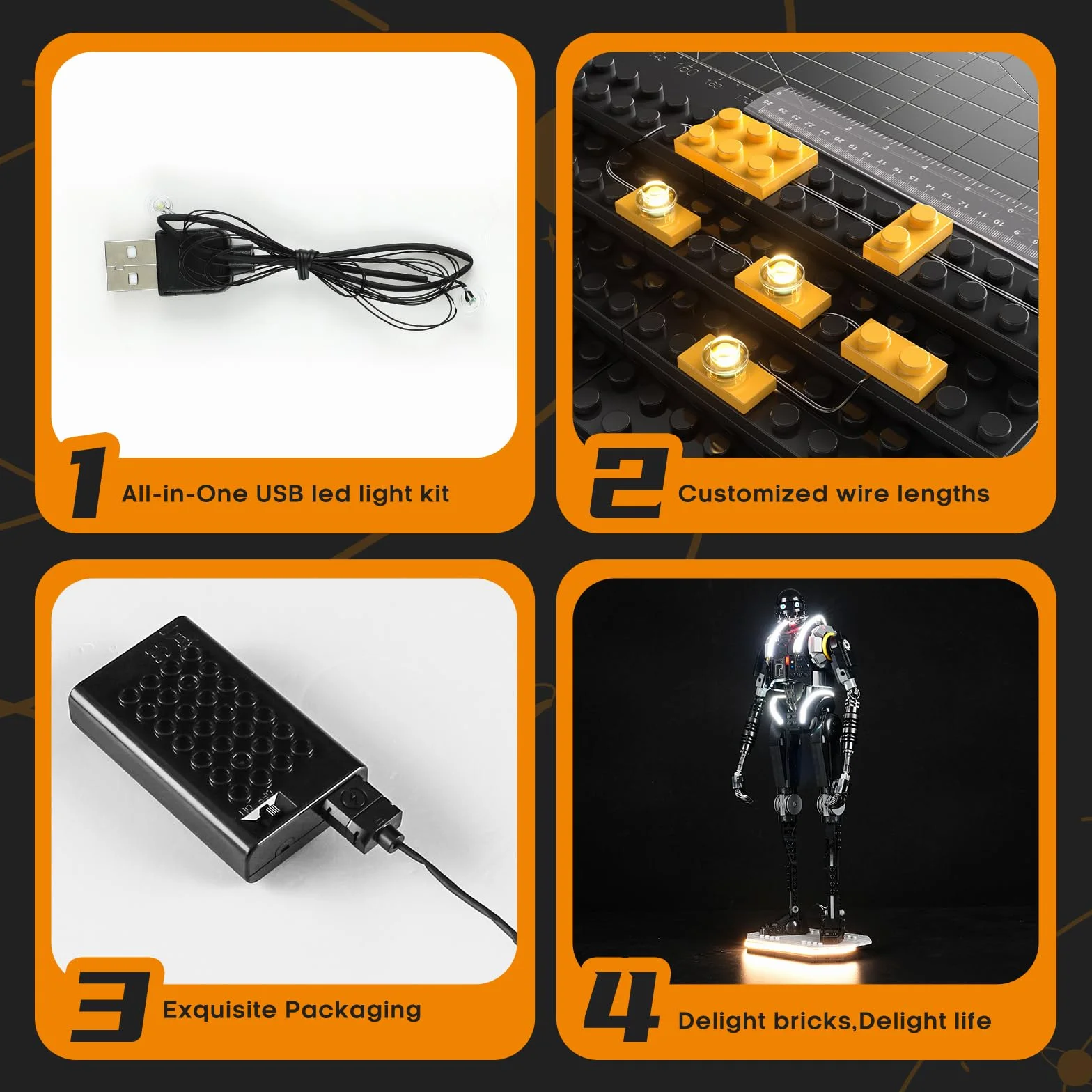 LIGHTAILING Zestaw świateł do Lego-75434 droid bezpieczeństwa K-2SO - zestaw oświetleniowy LED, kompatybilny z modelami klocków Lego - zestaw modeli nie wchodzi w zakres dostawy
