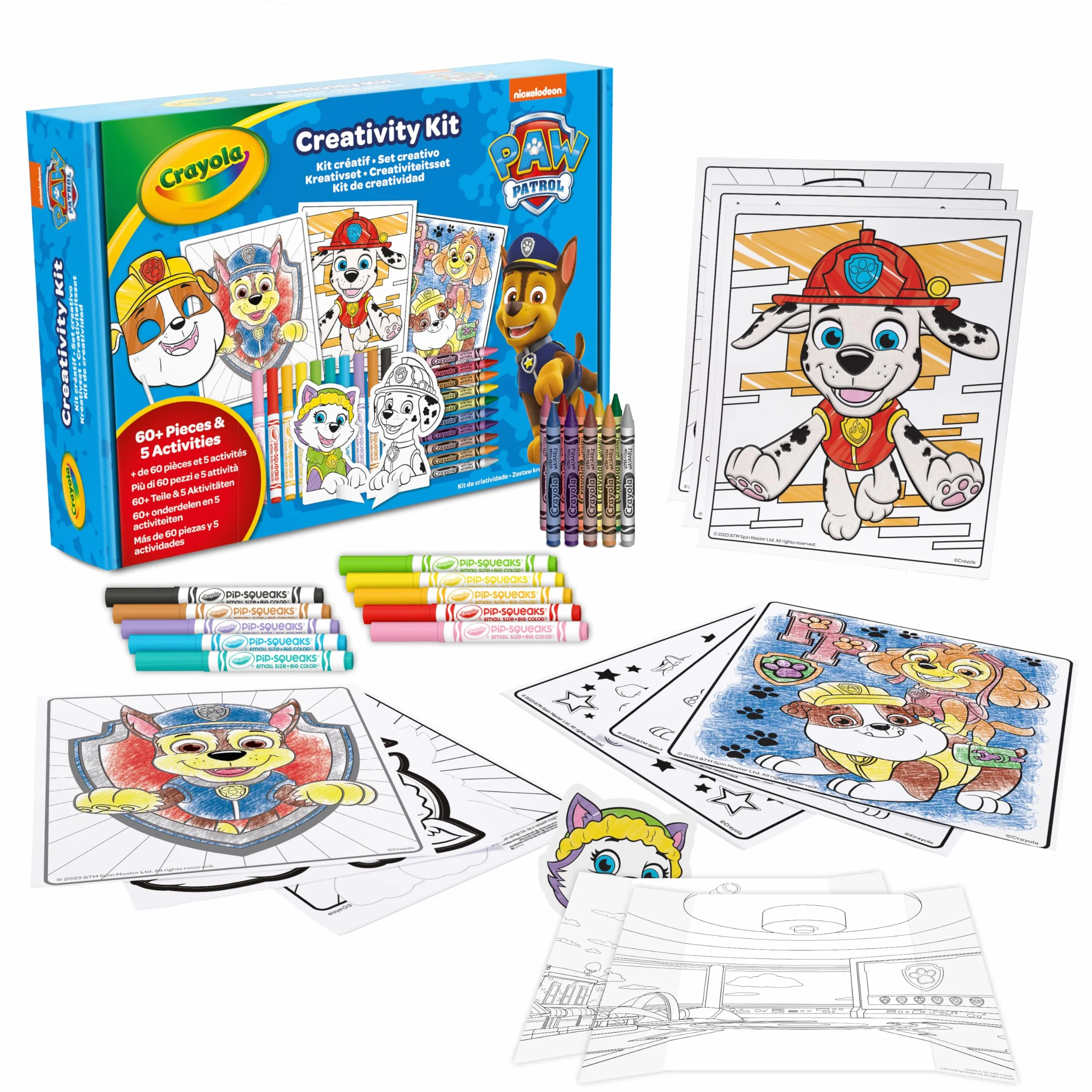 CRAYOLA - Kreatywny zestaw Psi Patrol, z kolorowankami, markerami, kredkami woskowymi, 60 sztuk, prezent dla dzieci i dziewcząt, od 4 lat, 04-2940