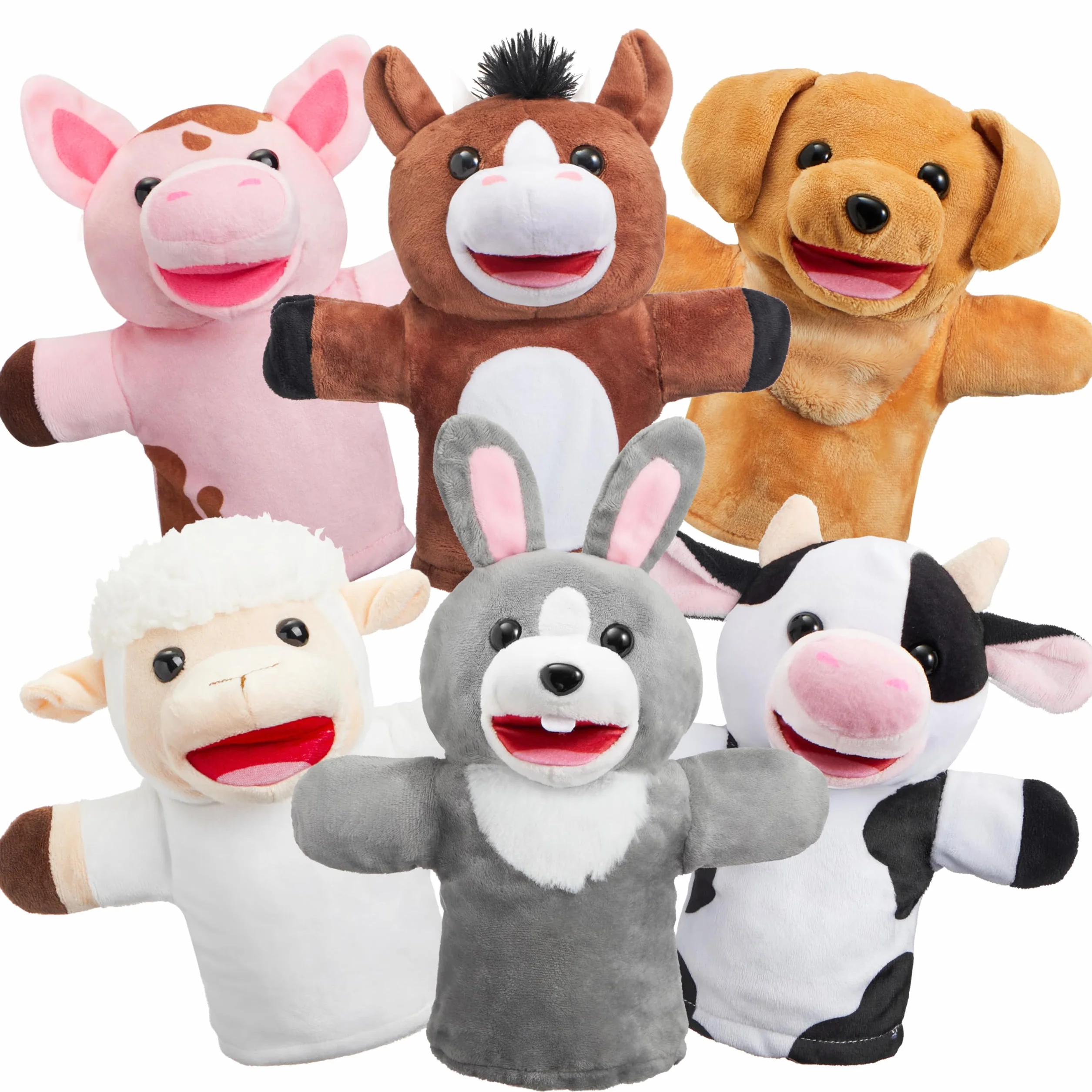 JOYIN 6-częściowy zestaw lalek ze zwierzętami gospodarczymi JOYIN zwierzę, przyjaciele, Deluxe, dla dzieci, do pracy, 6 sztuk, do fantazyjnej zabawy, pokazów, teatru, Wielkanocy, artykułów na