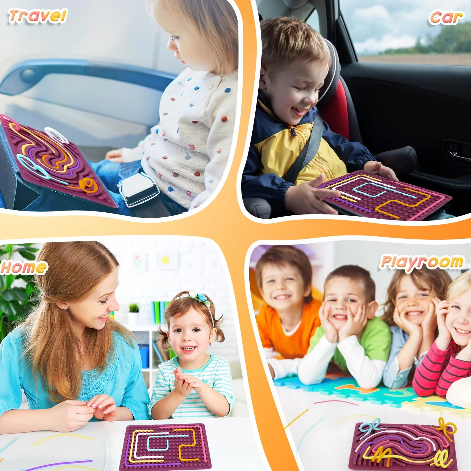 ddLUCK Sensory Activity Board, silikonowe zabawki antystresowe, łagodzące, łagodzące, koncentrujące, ADHD i autyzm, zabawki sensoryczne dla dzieci w wieku 3 lat i starszych i dorosłych z 20 strunami