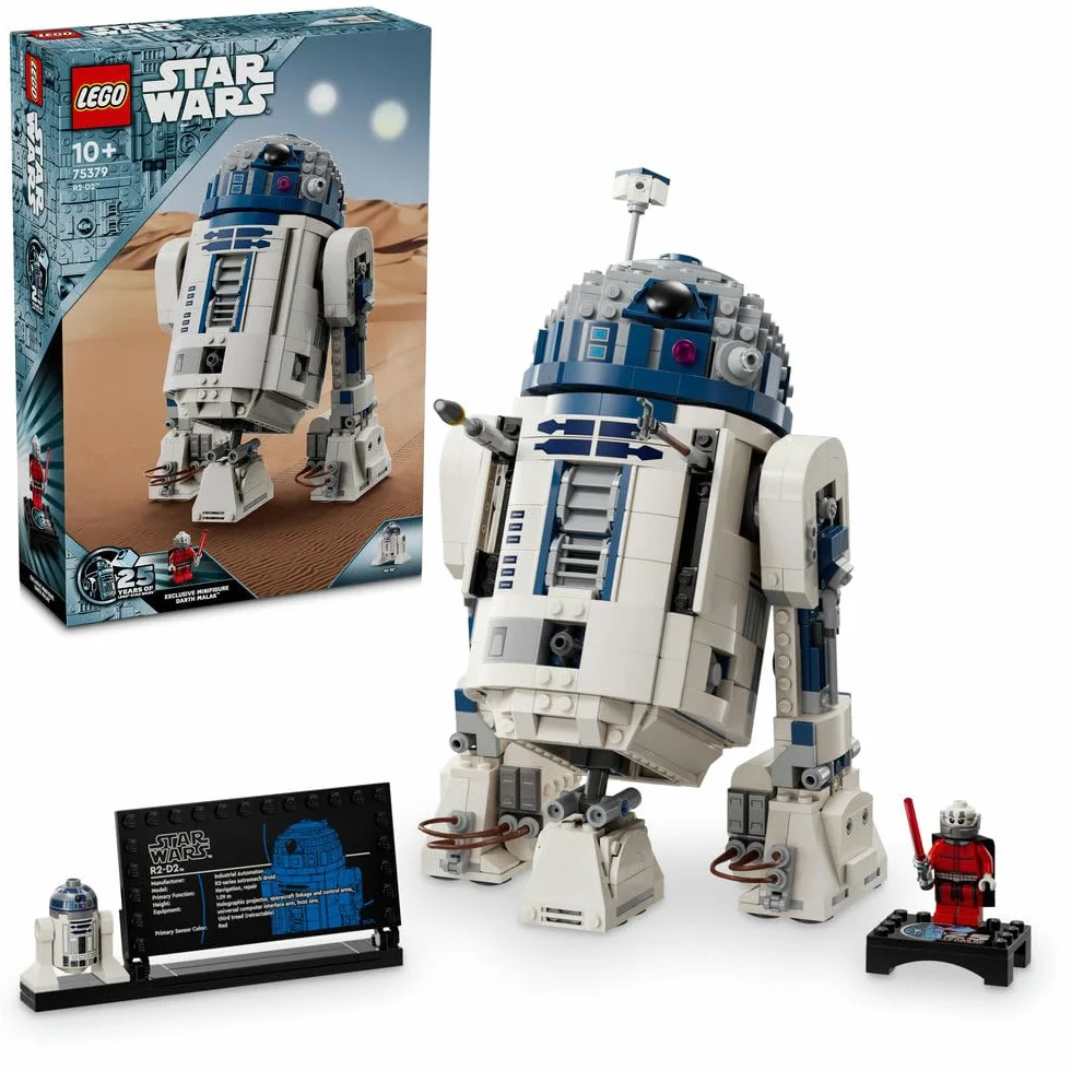 LEGO Star Wars R2-D2, Figurka do Zbudowania dla 10-latka, Model Droida z Gwiezdnych Wojen dla Dzieci z Minifigurką Dartha Maleka, Dekoracja Pokoju Dziecięcego, Prezent dla Chłopca i Dziewczynki, 75379