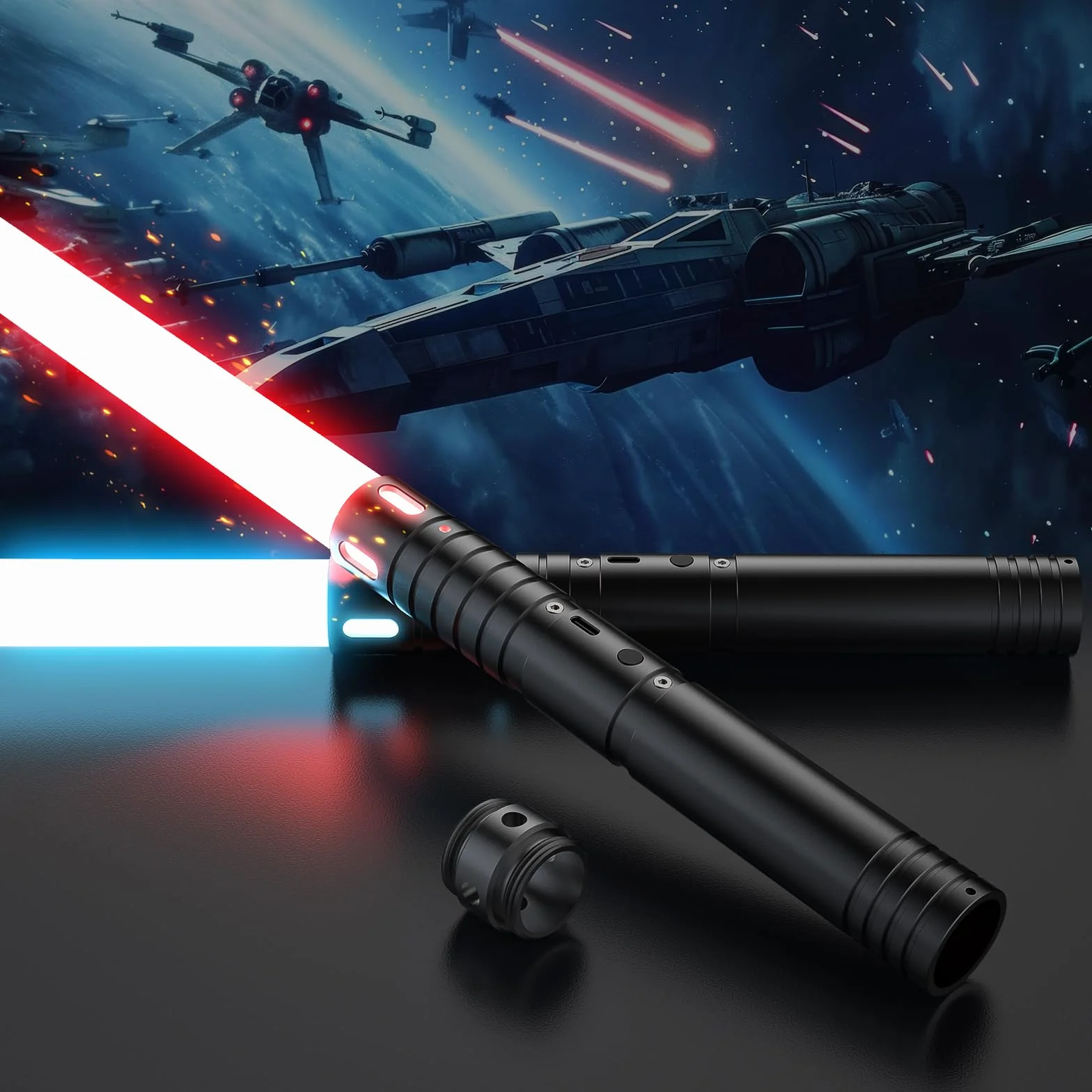 Miecz świetlny Star Wars, ulepszony miecz świetlny RGB 15 kolorów, ładowany przez USB z metalowym uchwytem, z trybem dźwięków, laserowy miecz zabawka dla dzieci i dorosłych, prezenty na imprezę
