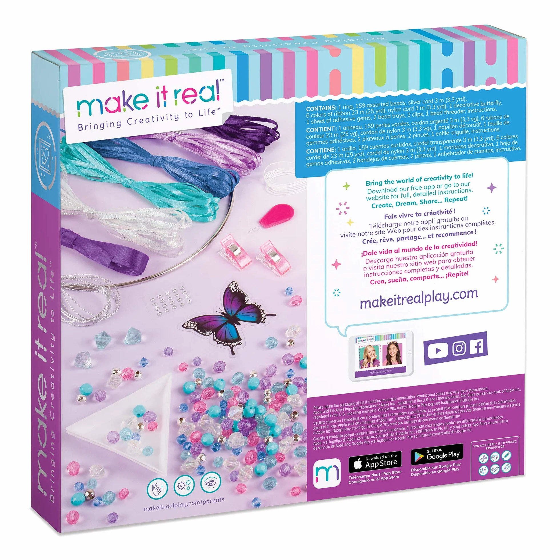 Make It Real – DIY Dreamcatcher. Make Your Own Dream Catcher Arts and Crafts Kit for Tween Girls. Includes Dream Catcher Hoop, Strings and Ribbons, Beads, Butterfly Pin and More