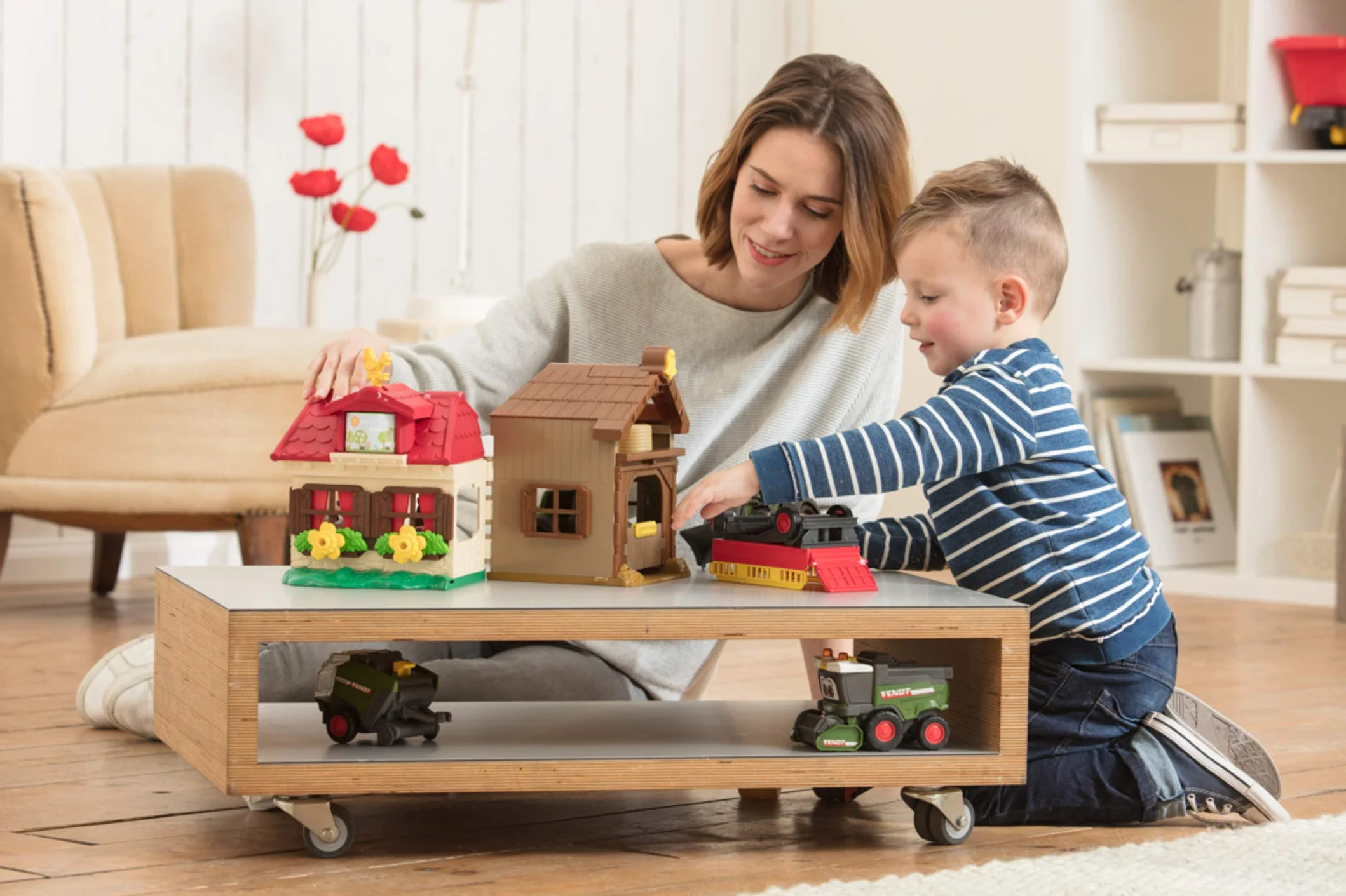 Dickie Toys 203818000 Happy Farm House, przygoda w gospodarstwie rolnym, zestaw dla dzieci od 1 roku życia, traktor, ze zwierzętami, światło i dźwięk