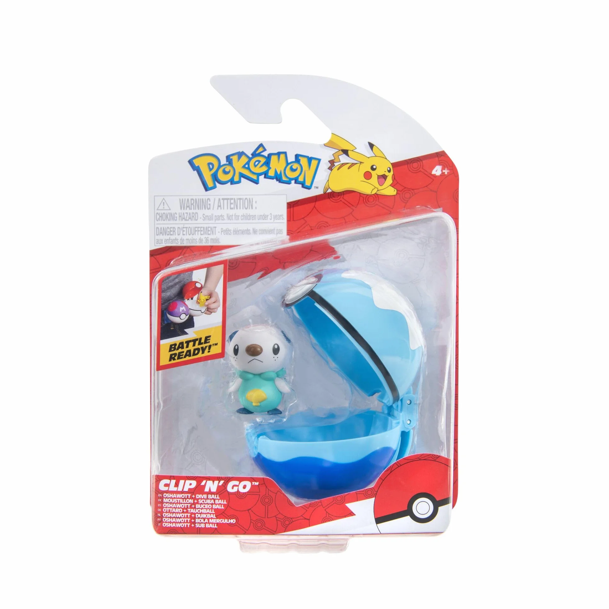 Pokémon PKW4158 - Clip 'N' Go Ottaro z piłką do nurkowania, oficjalny zestaw
