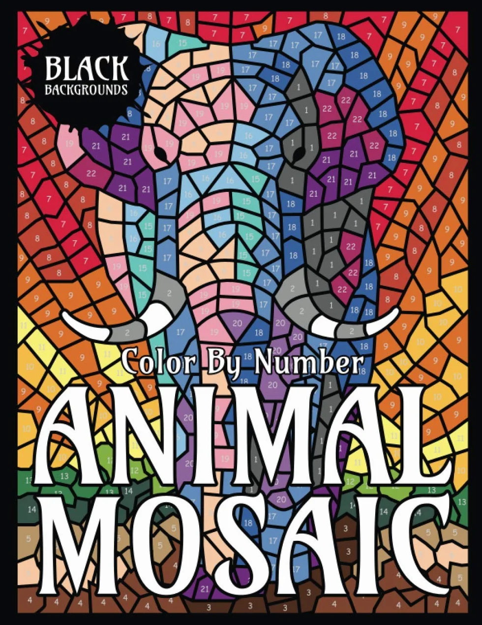 ANIMAL MOSAIC Color By Number (Black Backgrounds)