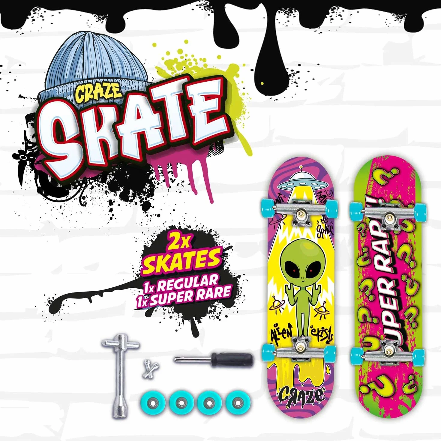 CRAZE Fingerboard zestaw 2-pak mini deskorolki na palec typu Tech Deck - Fingerboard z akcesoriami dla dzieci - deskorolka mini do makijażu i kaskaderek