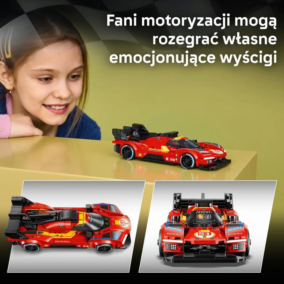 LEGO Speed Champions Ferrari 499P, zabawka konstrukcyjna dla chłopca lub dziewczynki, zestaw z zabawkowym samochodem dla dzieci, pomysł na prezent dla 9-latka 77261