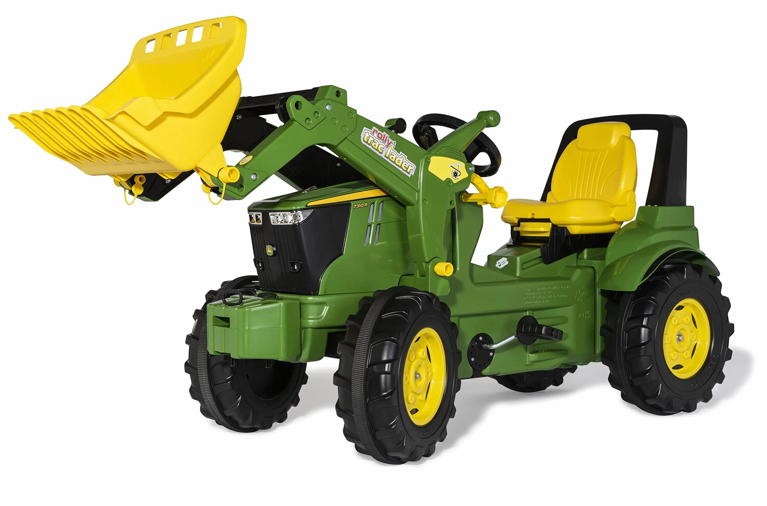 Rolly Toys Traktor na pedały RollyFarmtrac Premium John Deere 7R 730032 (w zestawie ładowarka rollyTrac, od 3 lat, siedzisko z regulacją długości i wysokości, opony szeptane), zielony