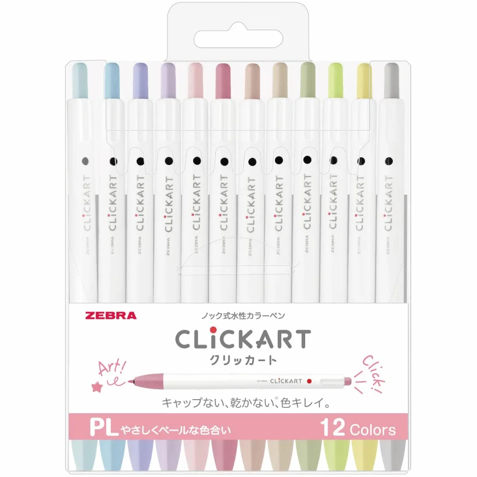 ZEBRA Clickart PL WYSS22-12CPL długopisy na bazie wody, zestaw 12 szt