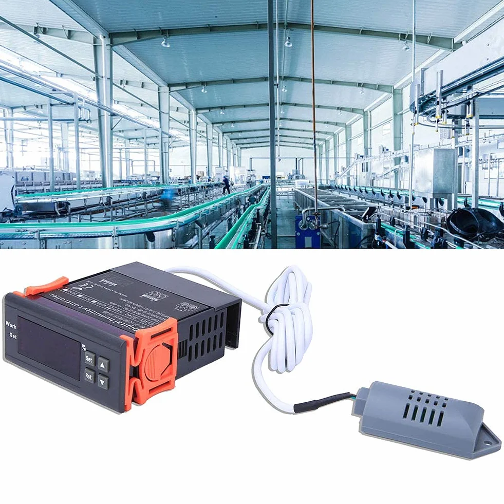 Regulator Wilgotności SVWL Regulator Wilgotności, Kontroler 8040 Higrostat 220V LED Cyfrowy Miernik Kontroli Wilgotności Powietrza z sondą Czujnika Temperatury 1% do 99%
