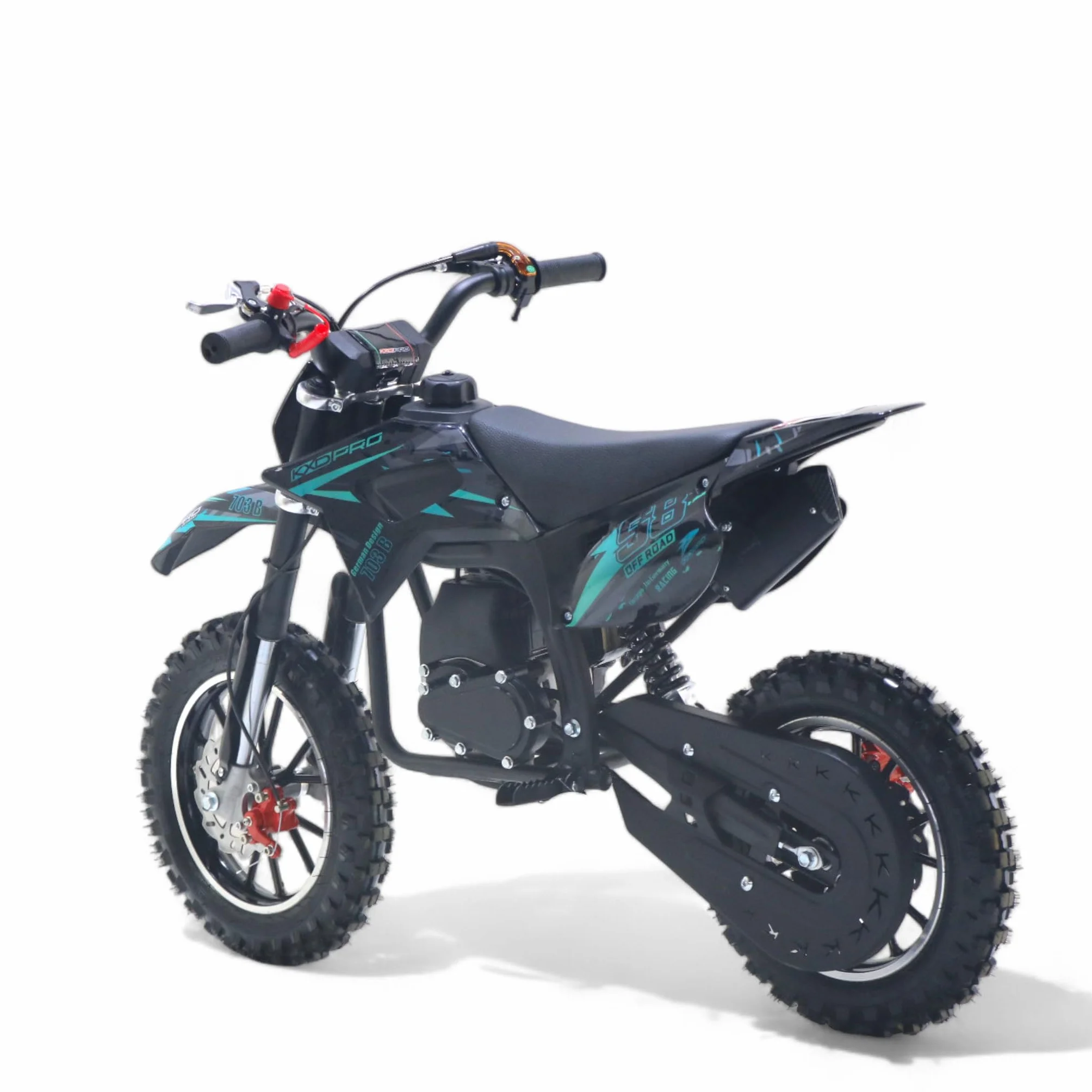KXD 701A/706A/708A/703A /705 49 cm³ 2/4-suwowy Dirtbike Pocket Dirtbike Motocrossbike Motocross Motorrad Cross 49 cm³ silnik dirt bike Pocketbike (turkusowy, KXD 703B 4-suwowy 49 cm³ PullStarter