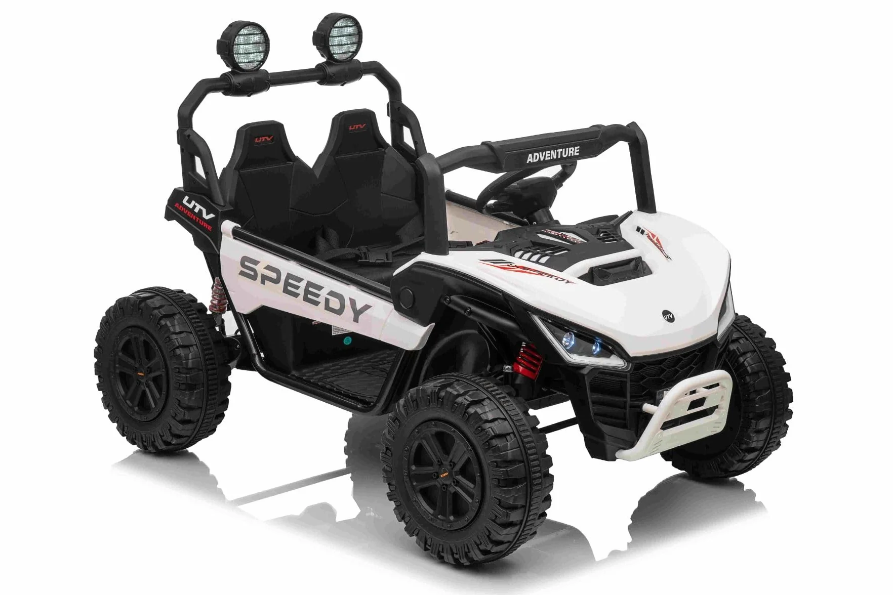T-REX Ride 4x4 elektryczny samochód dla dzieci, 24 V, 24 V, biały, odtwarzacz MP3 z wejściem USB/AUX, 4 x 4, akumulator litowy, zawieszenie, pilot zdalnego sterowania, oświetlenie LED
