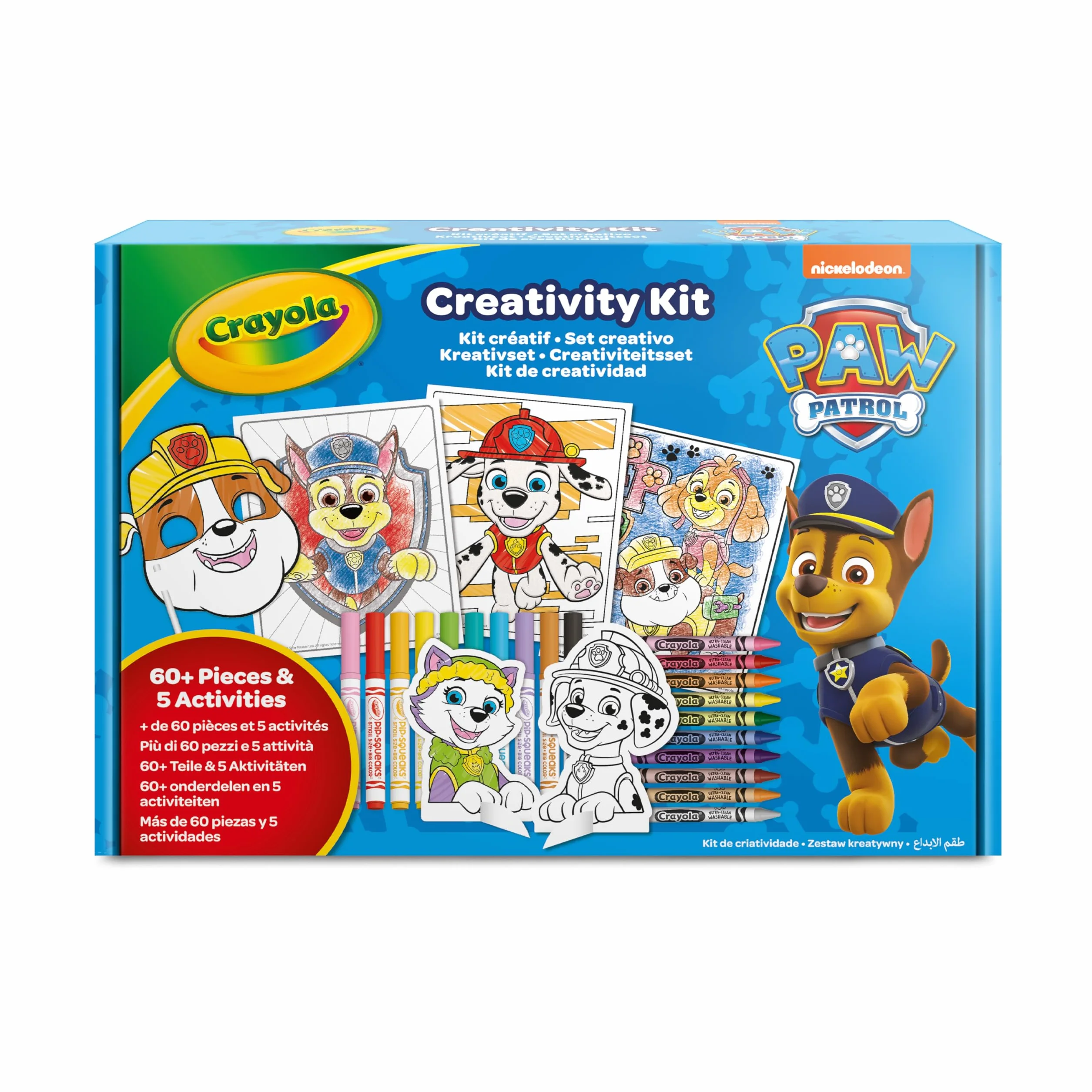 CRAYOLA - Kreatywny zestaw Psi Patrol, z kolorowankami, markerami, kredkami woskowymi, 60 sztuk, prezent dla dzieci i dziewcząt, od 4 lat, 04-2940