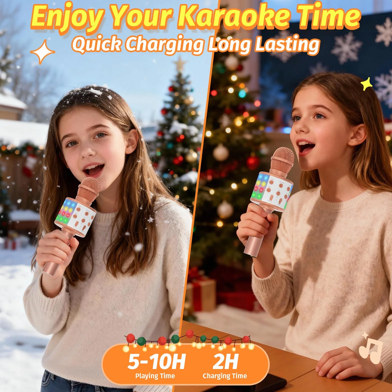 Fede Mikrofon do karaoke, bezprzewodowy mikrofon Bluetooth dla dzieci, zabawne prezenty zabawki dla nastolatków, dziewcząt, chłopców, przenośny głośnik KTV rejestrator do smartfonów, PC