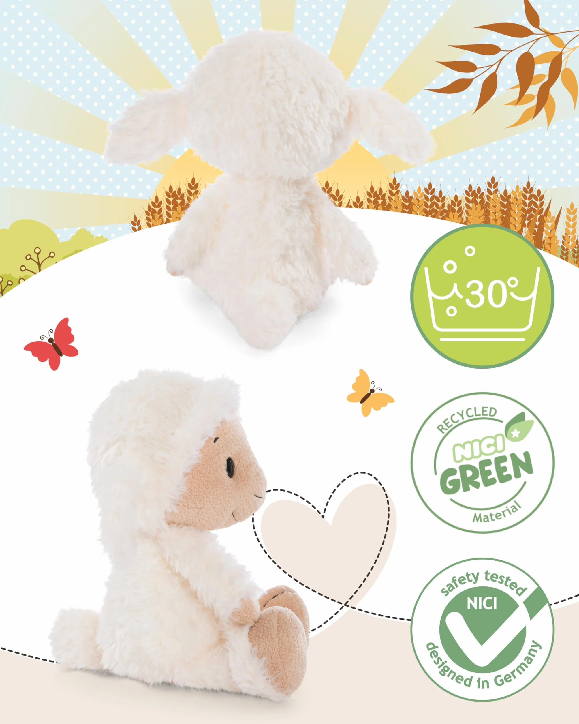 NICI 62256 Owieczka Sheepmila, miękki pluszak, urocza maskotka do przytulania i zabawy, świetny pomysł na prezent dla dzieci i dorosłych, 33 cm, biała