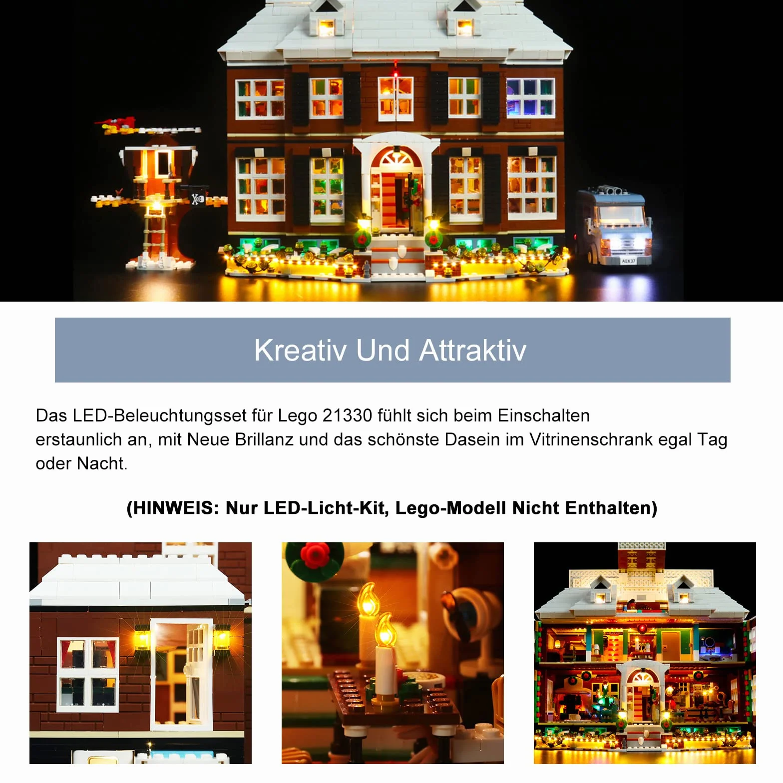 Zestaw świateł LED do Lego Home Alone, zdalne sterowanie dekoracyjne oświetlenie do Lego 21330 ekskluzywny zestaw kolekcjonerski