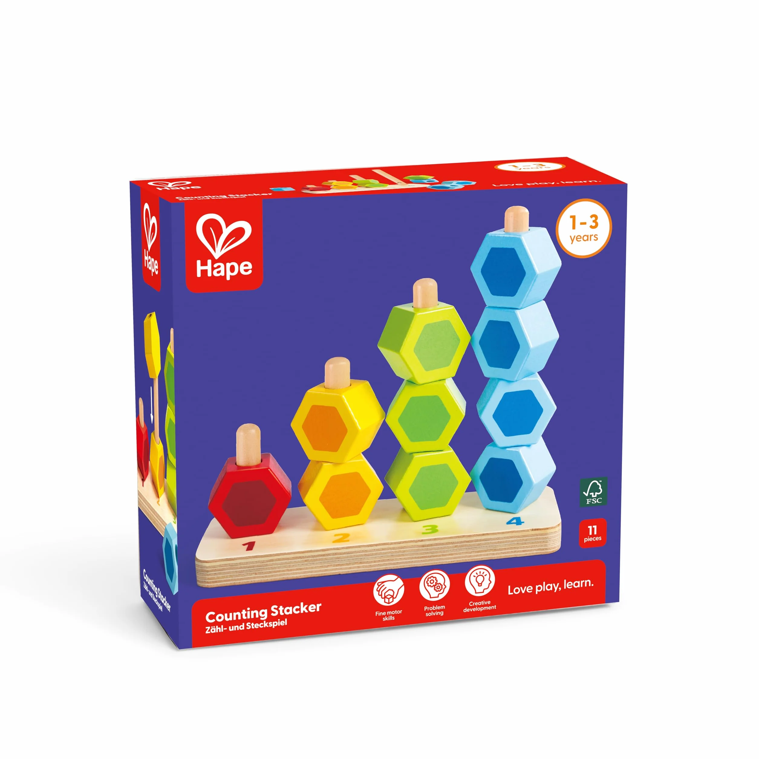 Hape E0504 Counting Stacker - Colourful Educational Wooden Toy