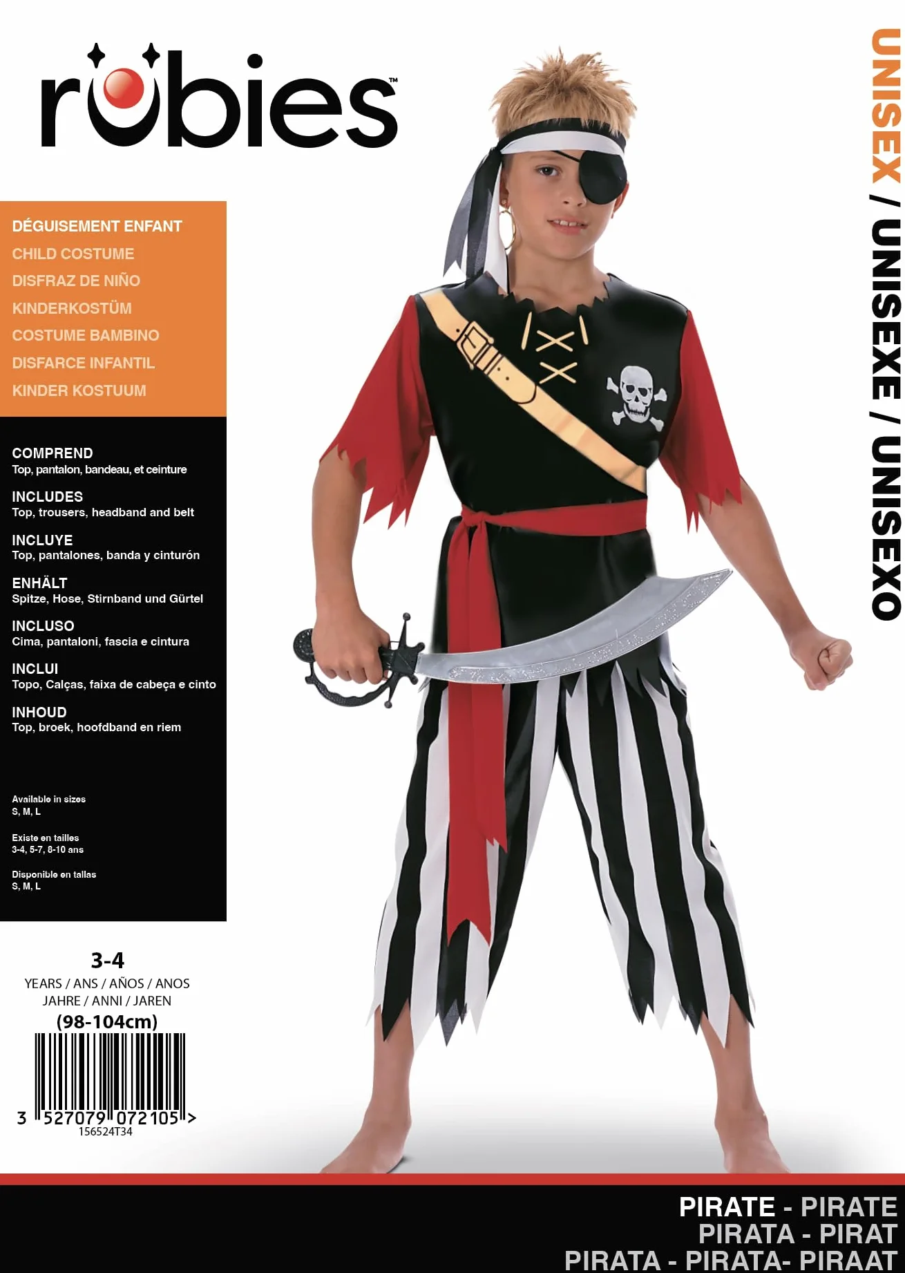 Kostium piracki dla początkujących 3-4 lata wielokolorowy na karnawał Halloween