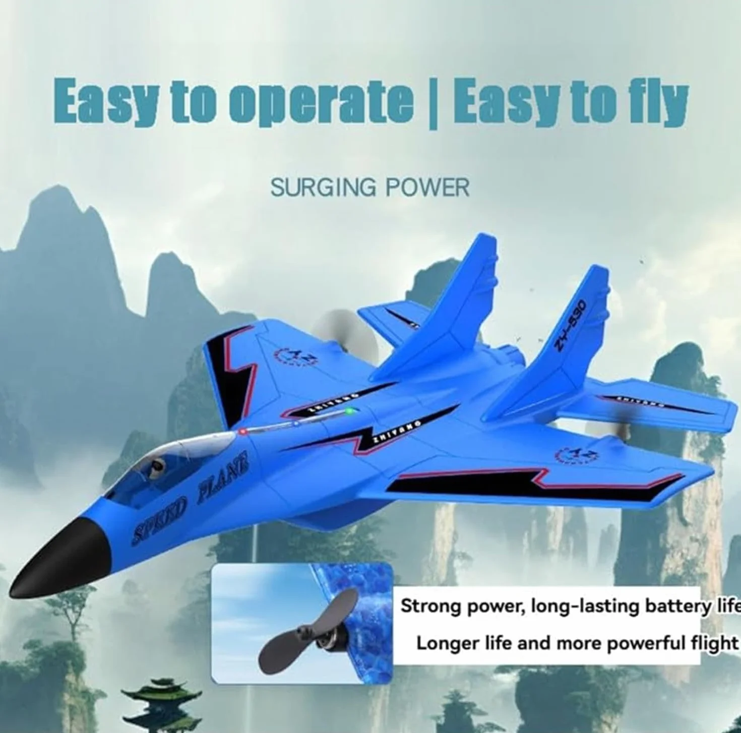 Zy 530 Pro RC Samolot, 2,4 GHz RC pilot zdalnego sterowania modelem samolotu myśliwskiego, RC helikopter z światłami, elektryczne światło 360° Flip pilot zdalnego sterowania samolotem, dla