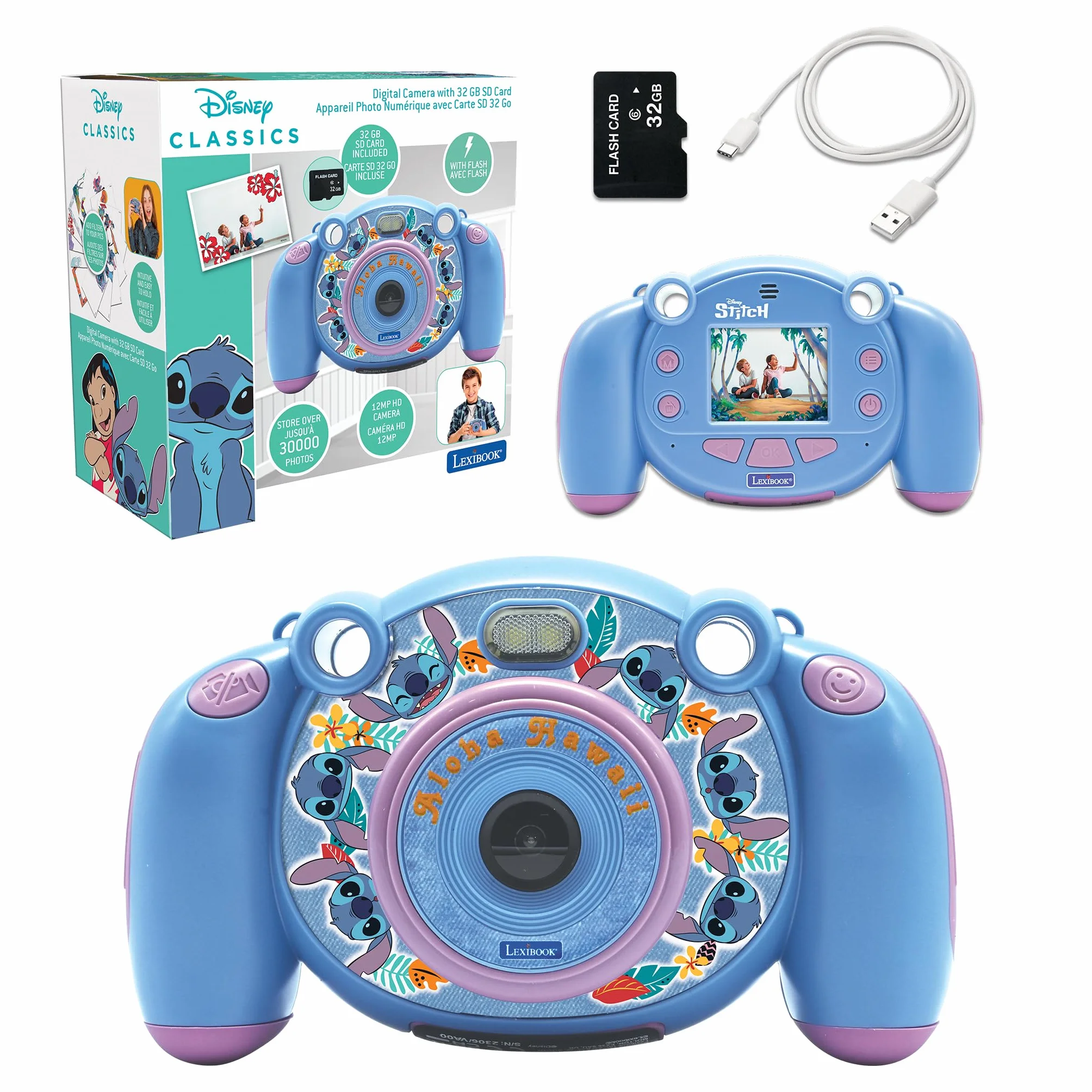 Lexibook DJ080D Disney Stitch-4 w 1 Kamera dla Dzieci z Funkcjami Zdjęć, Wideo, Audio i Gier