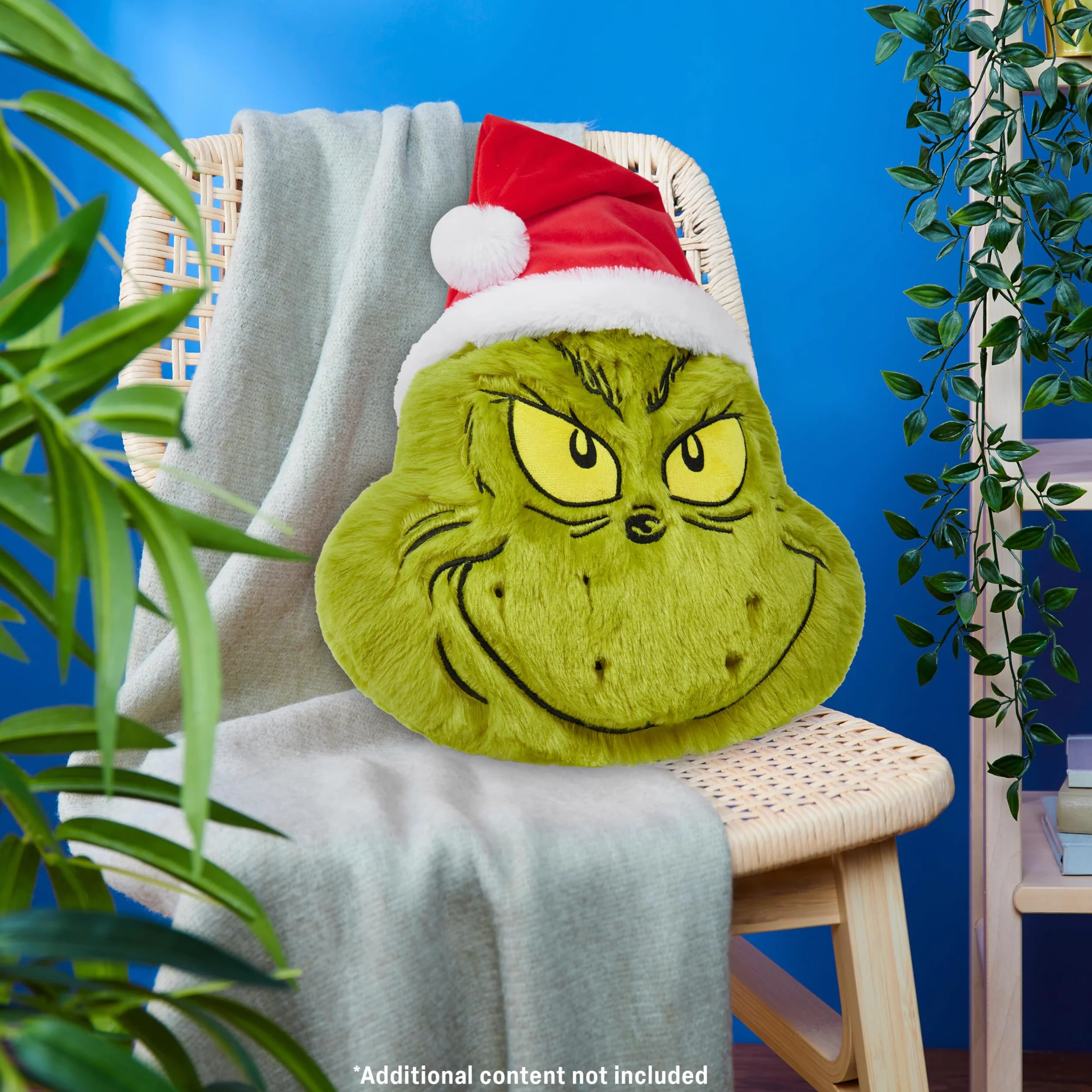 The Grinch Pluszowa poduszka 3D na łóżko, sofę, poduszka do przytulania, dekoracja bożonarodzeniowa, 52 x 34,5 x 10,5 cm, świąteczne akcesoria do sypialni, prezenty świąteczne