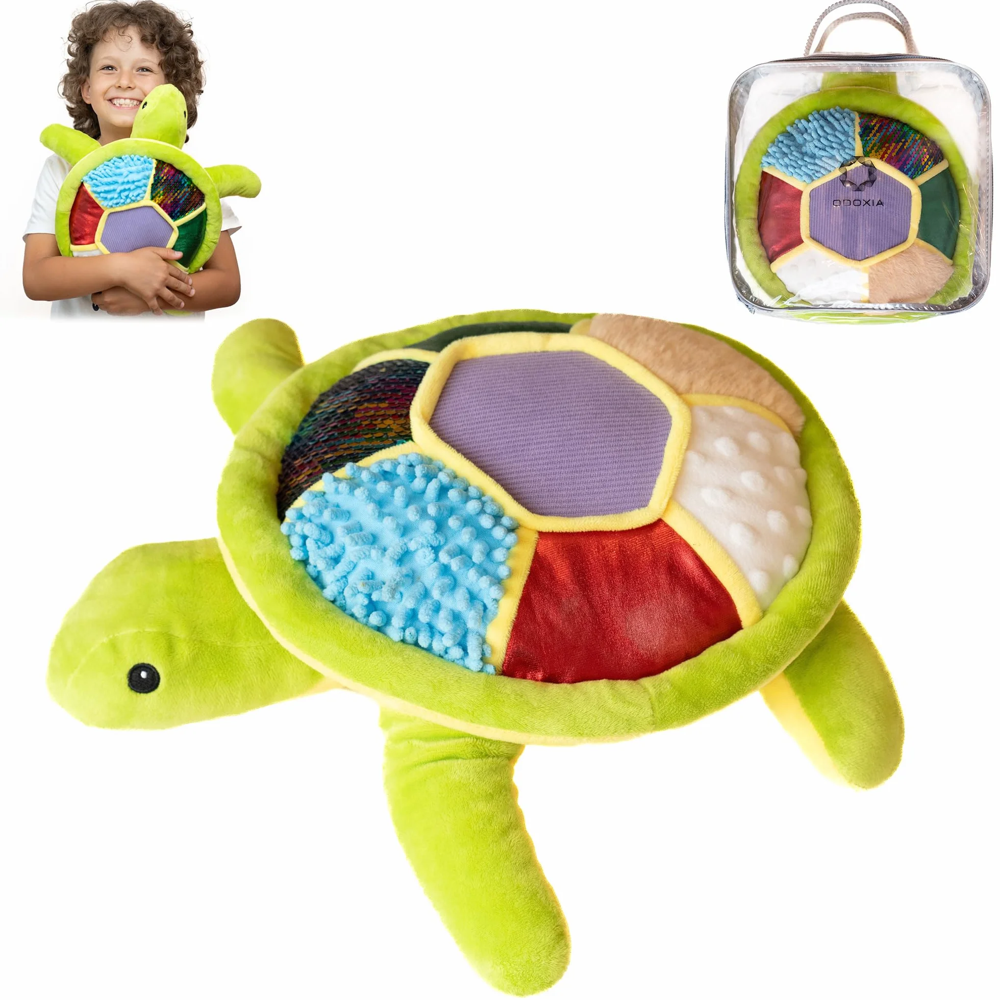 ODOXIA Sensoryczny żółw, wypchane zwierzę, sensoryczna zabawka, wypchane zwierzę dla dzieci, idealne do potrzeb sensorycznych, wypchane zwierzęta dla dzieci, poduszka sensoryczna, pluszowa