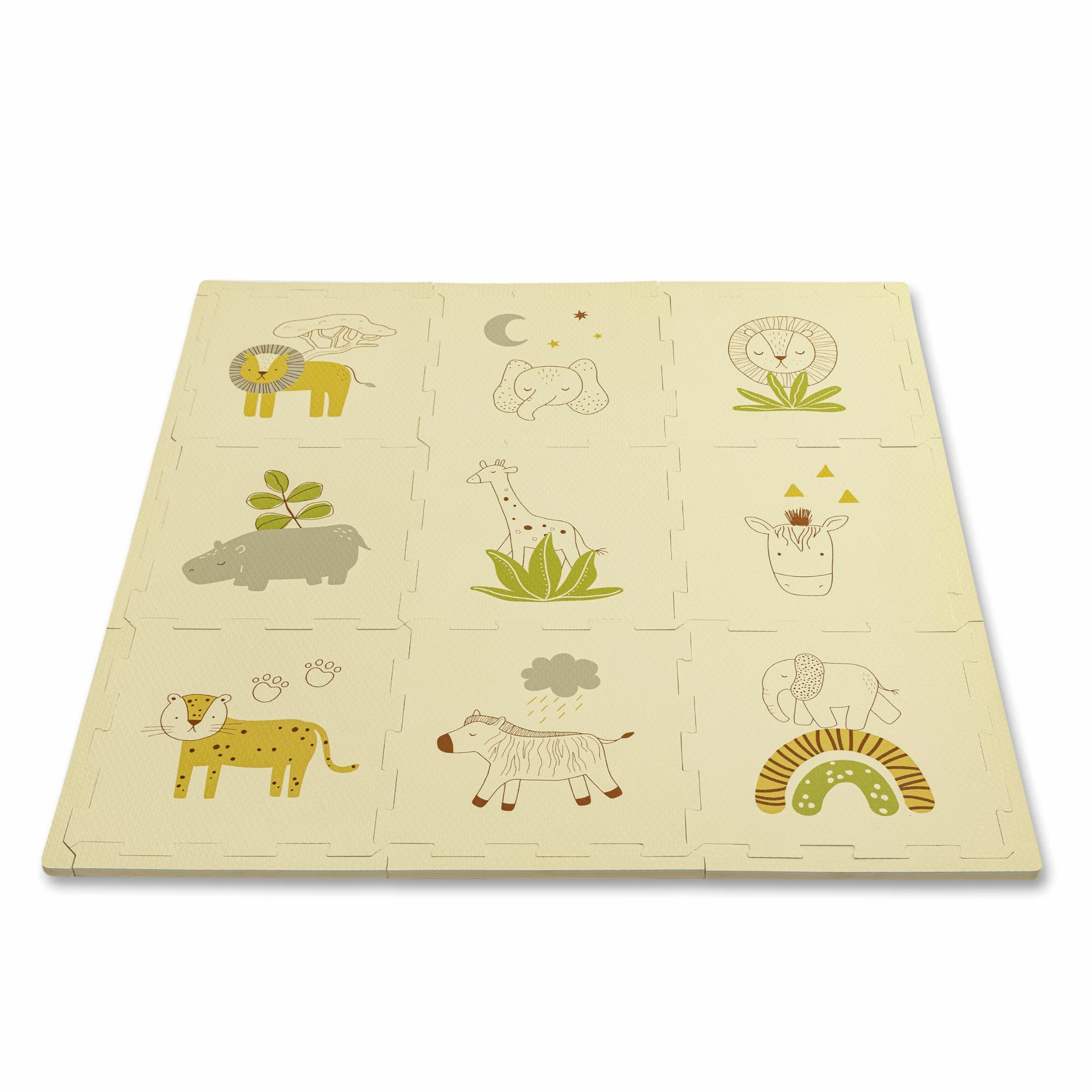 Hakuna Mata mata do puzzli dla niemowląt 0,9x0,9m 9 paneli 30x30cm ze zwierzętami