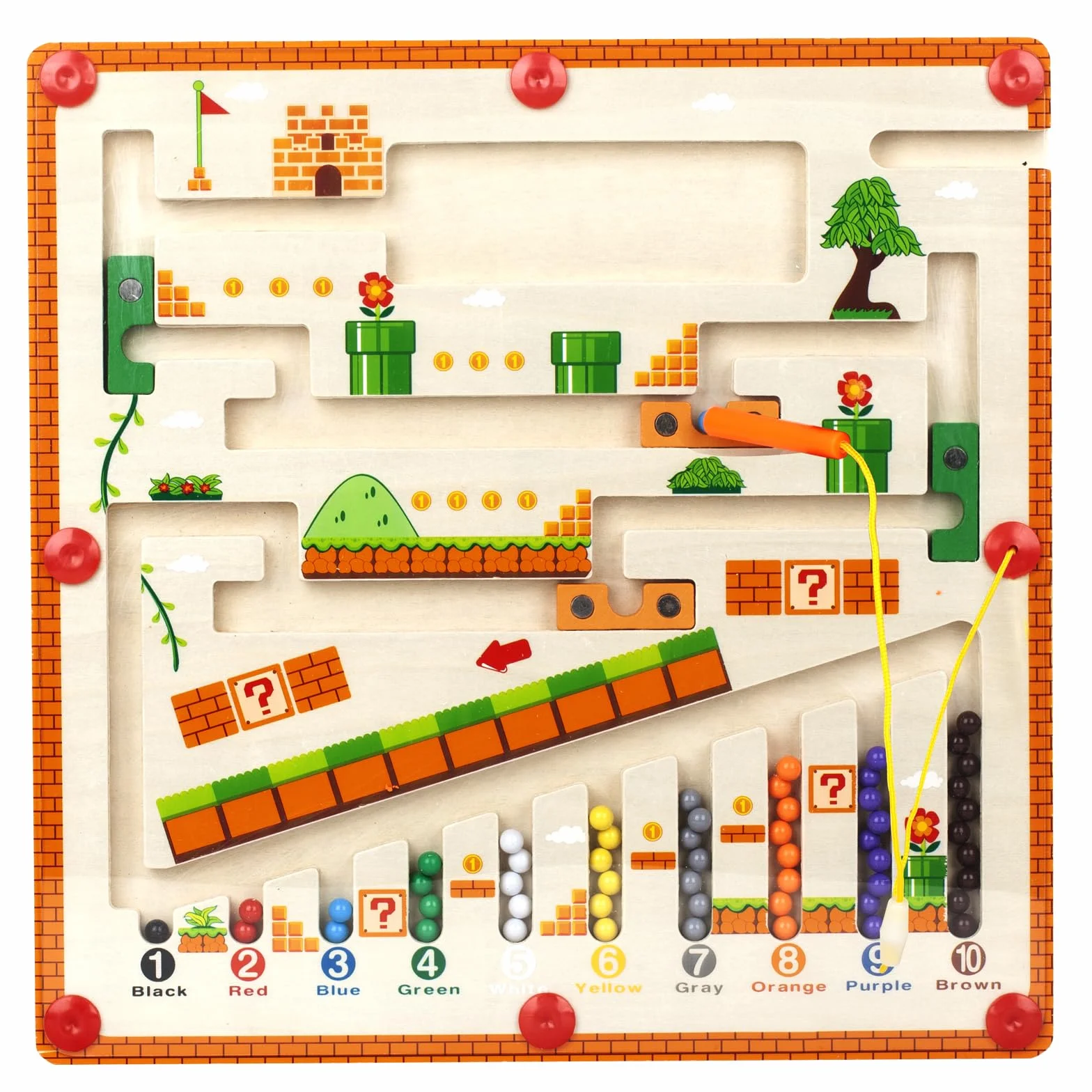 Montessori zabawka od 2, 3, 4, 5, 6 lat, magnetyczna gra labirynt kolory, nauka sortowania, gry dla dzieci od 2 do 6 lat