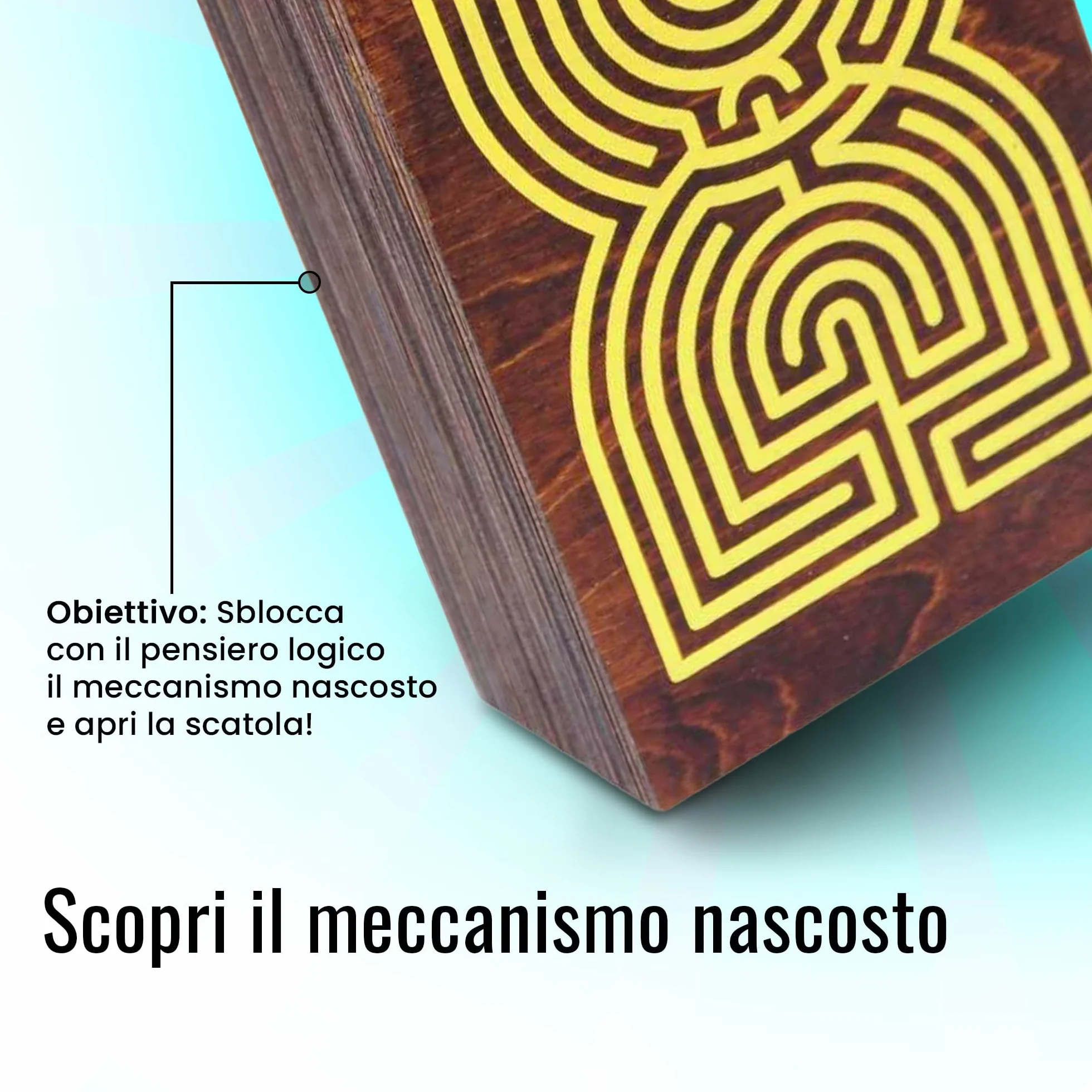 Logica Puzzles Art. Szkatułka Labiryntu - Sekretne Drewniane Pudełko - Trudność 5/6 Niesamowita - Kolekcja Leonardo da Vinci