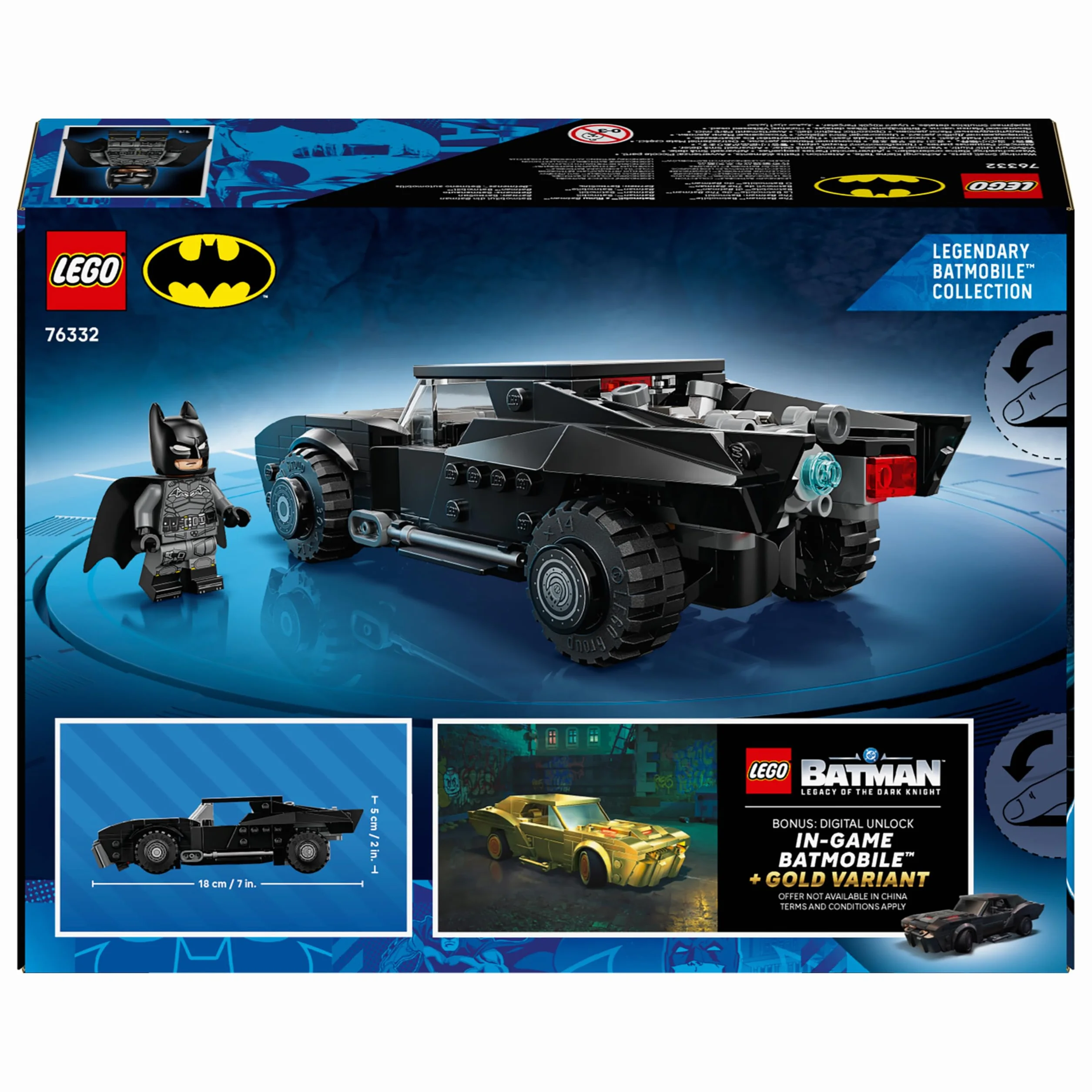 LEGO DC Batman: Batmobil z filmu Batman, samochód superbohatera i minifigurka, pomysł na prezent dla chłopców i dziewczynek w wieku od 9 lat, kolekcjonerski model na 20-lecie 76332