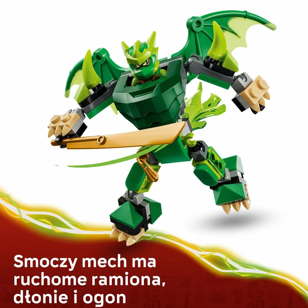 LEGO NINJAGO Smoczy mech Lloyda — zestaw bitewny, zabawka konstrukcyjna, klocki dla chłopca lub dziewczynki, ruchoma figurka mecha i trzy minifigurki ninja, prezent dla dziecka od 6 lat 71862