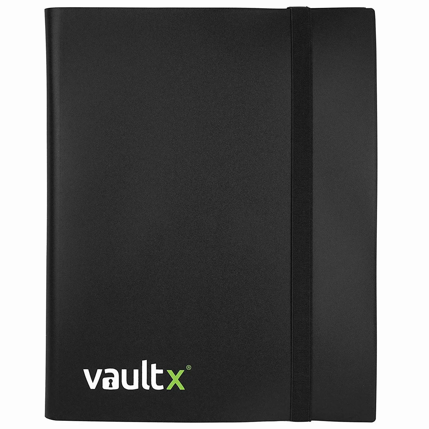 Vault X 9-kieszeniowy segregator na karty kolekcjonerskie z paskiem, 360 kart, wersja standardowa, 20 stron bocznie ładowanych, folder na gry kolekcjonerskie, sportowe, TCG (Czarny)