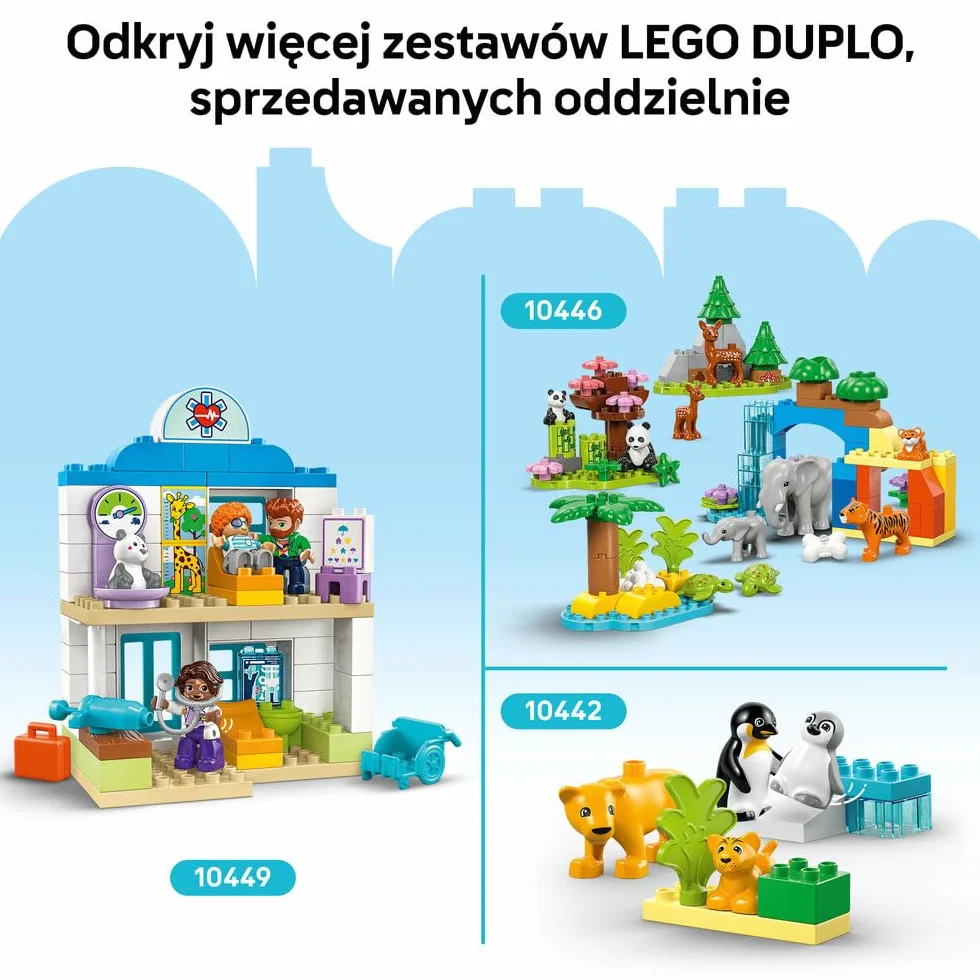 LEGO DUPLO Town Karetka z Kierowcą, Edukacyjna Zabawka dla Dziecka do Odgrywania Ról, Rozwijająca Motorykę Małą, z 2 Figurkami, Kreatywny Prezent dla 2-latka, Dziewczynki i Chłopca, 10447