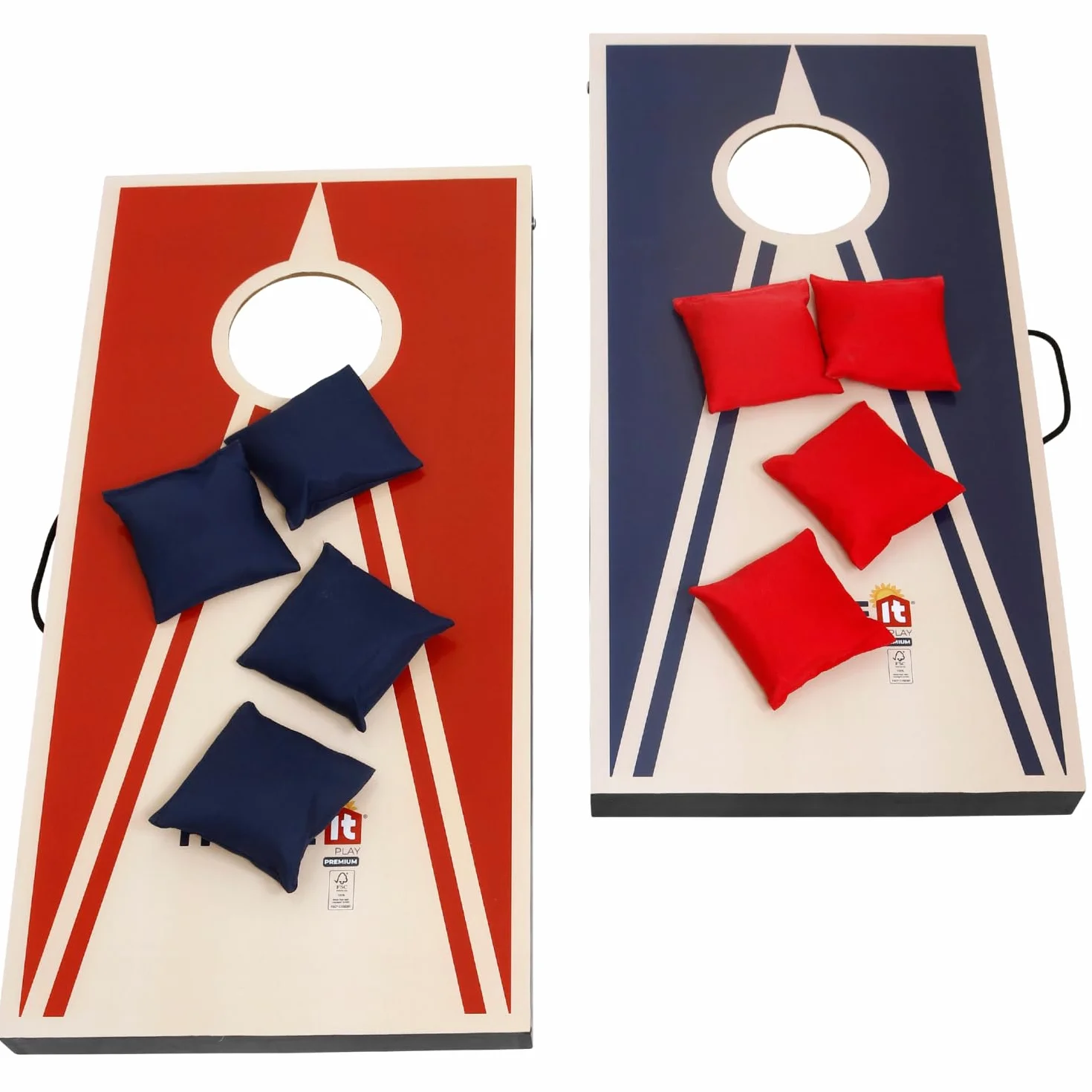 HOME It Play - Zestaw Cornhole z torbami do rzucania - 2 deski + 8 worków - kompaktowy zestaw outdoorowy z uchwytami - idealny do ogrodu na plażę i kemping