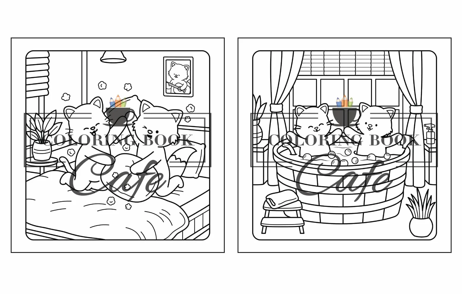 Paws & Hearts: Coloring Book for Adults & Teens Featuring Cozy Love Scenes with Adorable Animal Characters