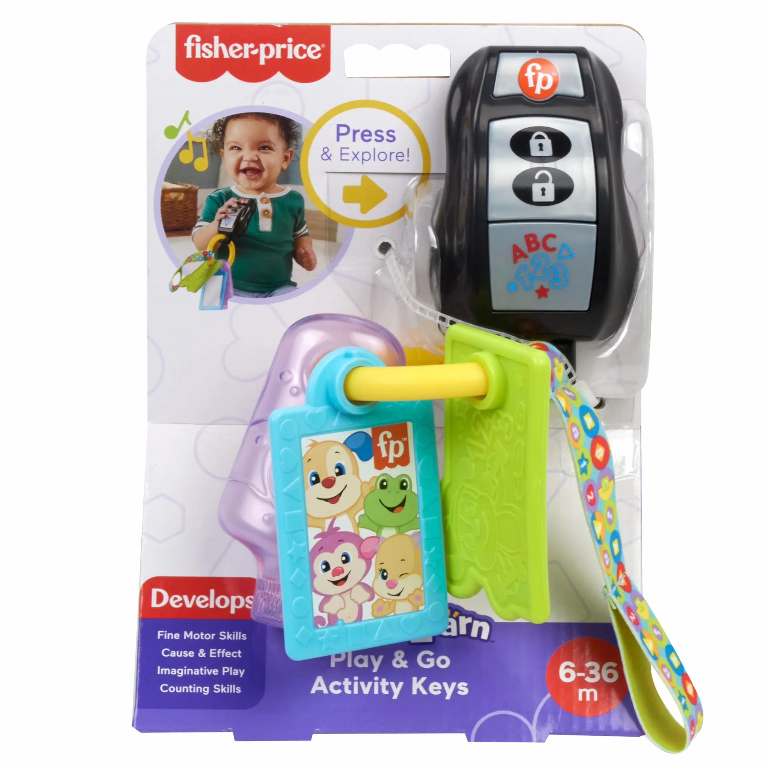 Fisher-Price Laugh & Learn Play & Go Activity Keys, wersja angielska, niemiecka, francuska, HXF50