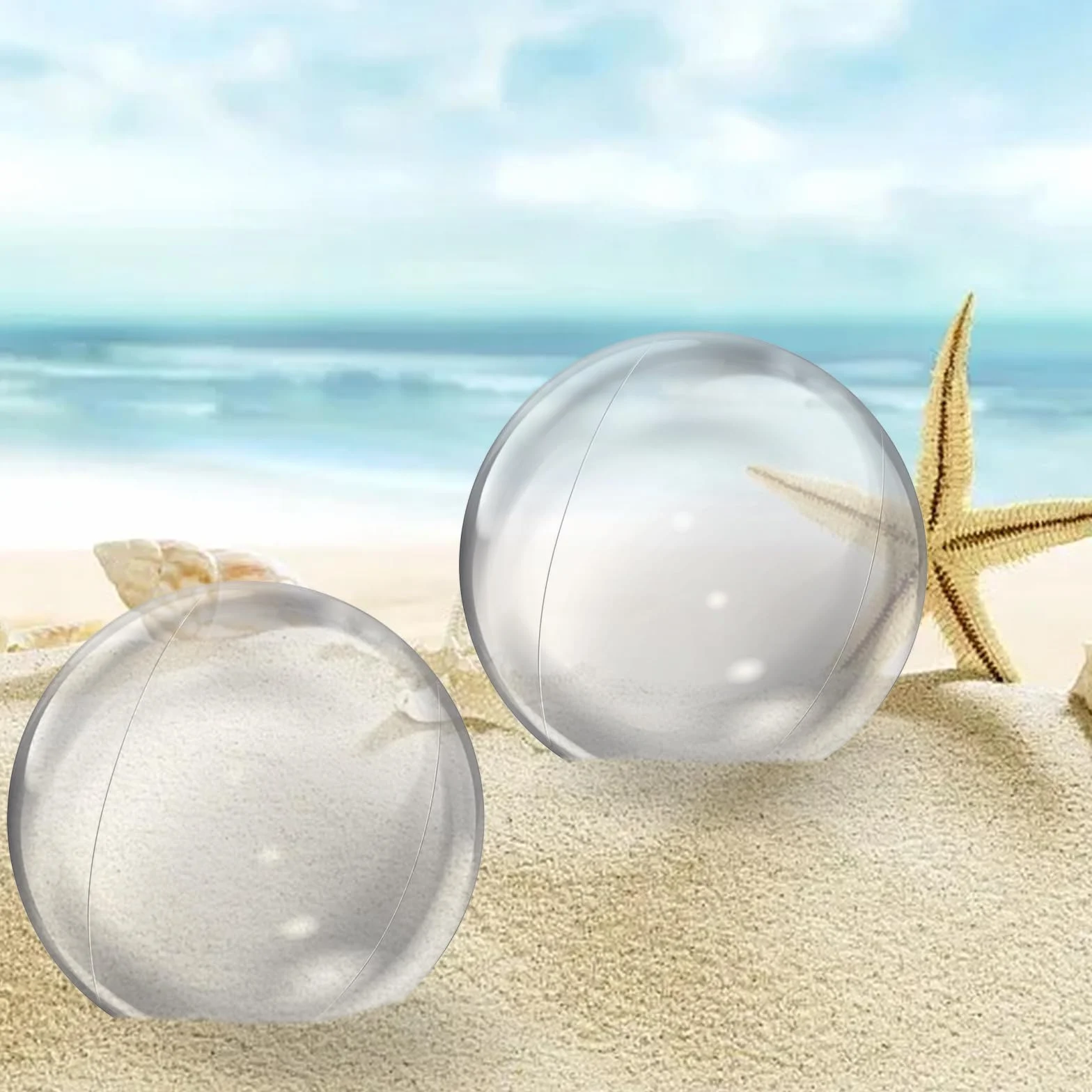 Piłka plażowa nadmuchiwana PCW 2 sztuki duża przezroczysta do wody basenu plaży