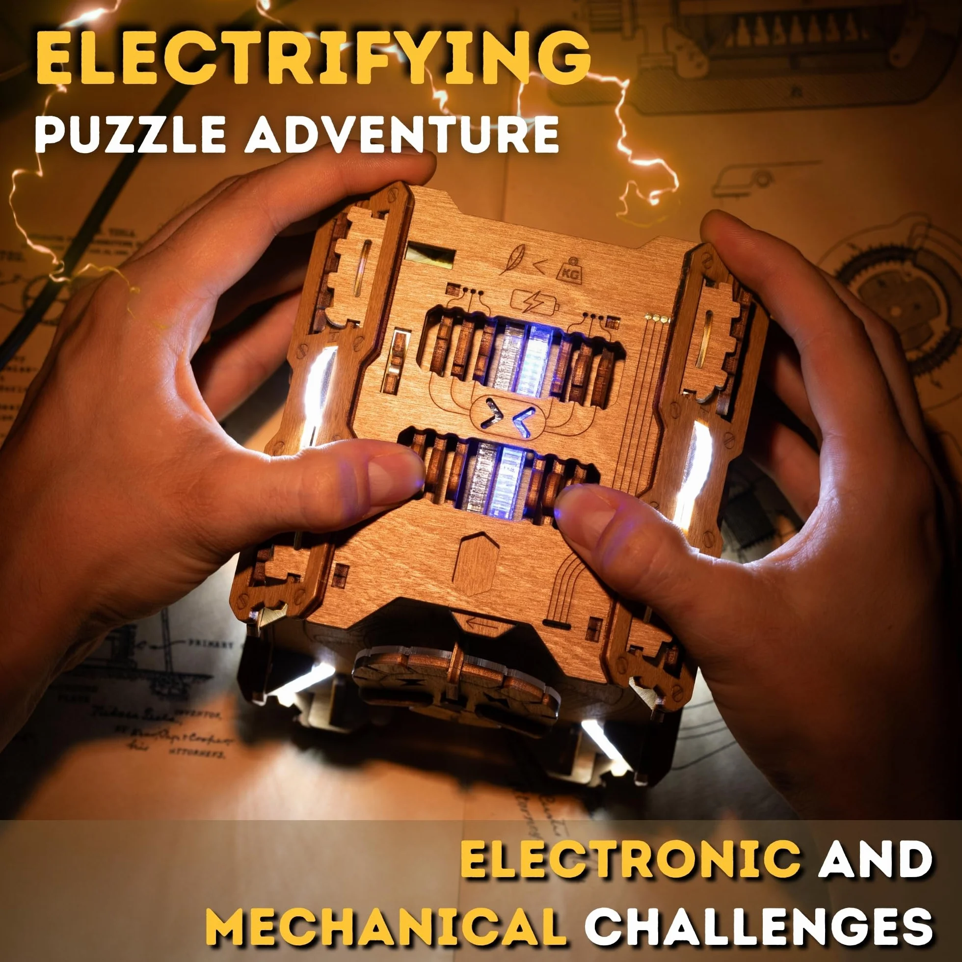 PUZZLE POTATO Tesla Puzzle Box - Escape Room gra z elektronicznymi zagadkami - pudełko na puzzle - gra logiczna dla dorosłych - pudełko na prezent