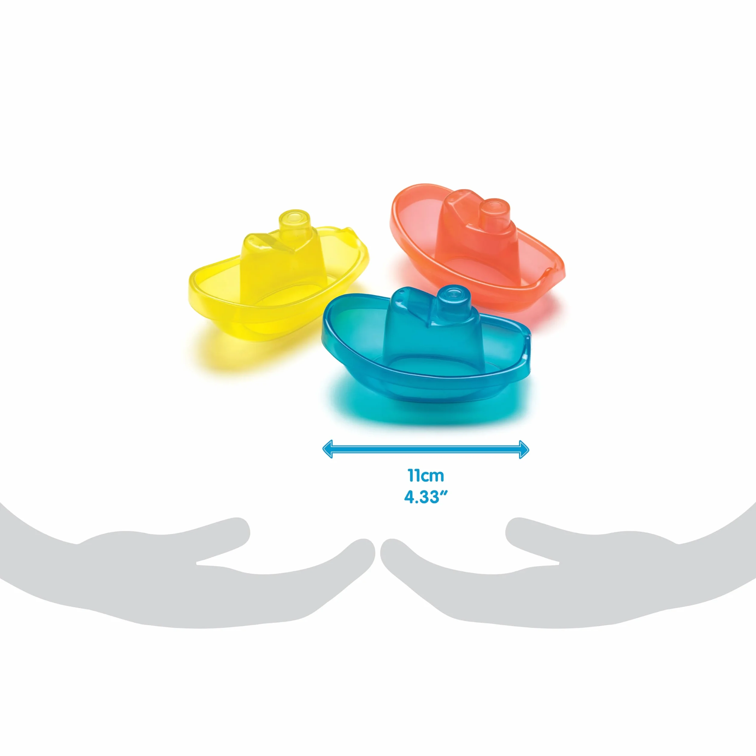 Playgro Łódki kąpielowe, 3 sztuki, nie zawierają BPA, od 6. miesiąca życia, kolor niebieski/czerwony/żółty, 40146