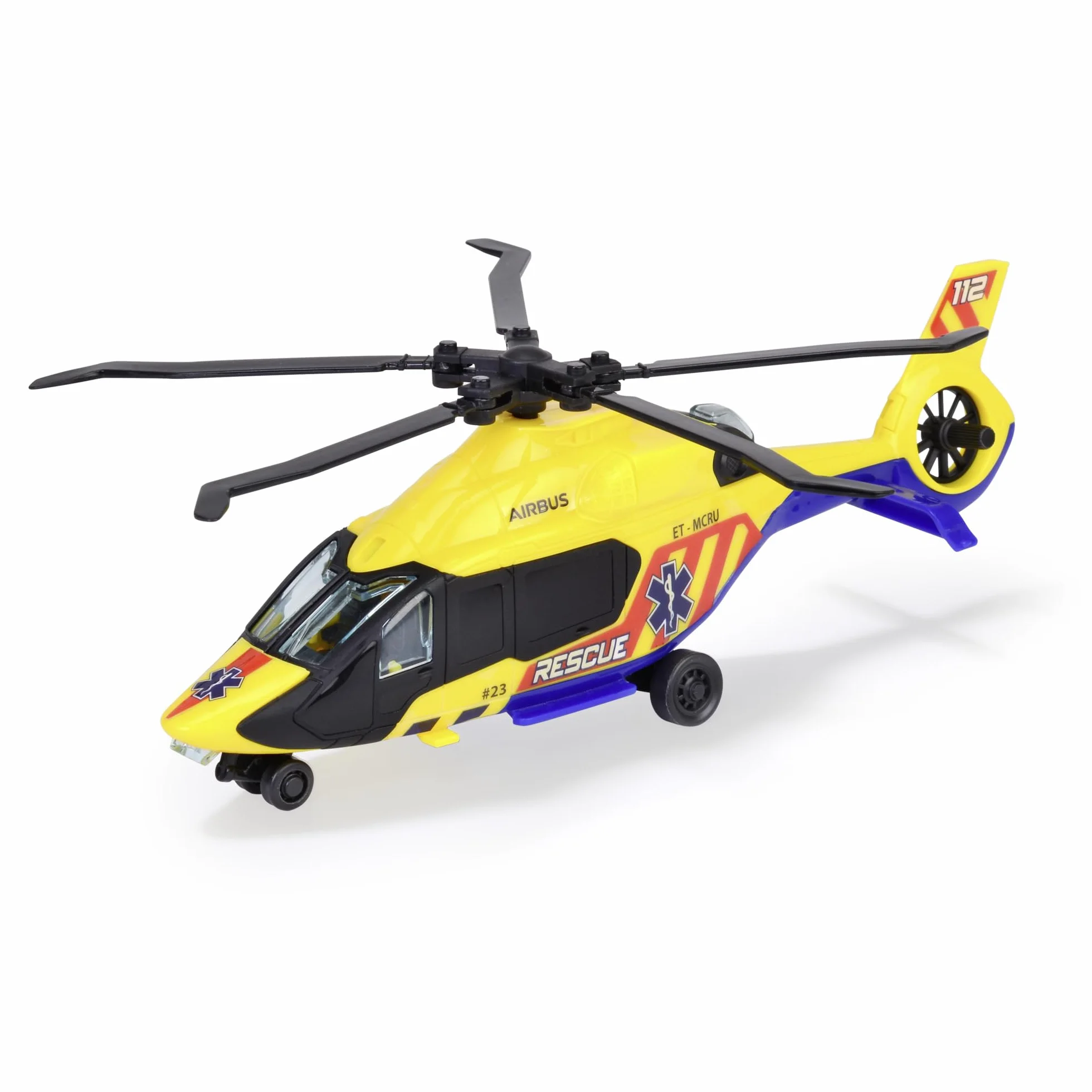 Dickie Toys - Helikopter ratowniczy Airbus H160 (żółty, 23 cm) z wysokiej jakości śrubami (ultra cichy i długi czas pracy) – zabawka helikopter dla dzieci od 3 lat