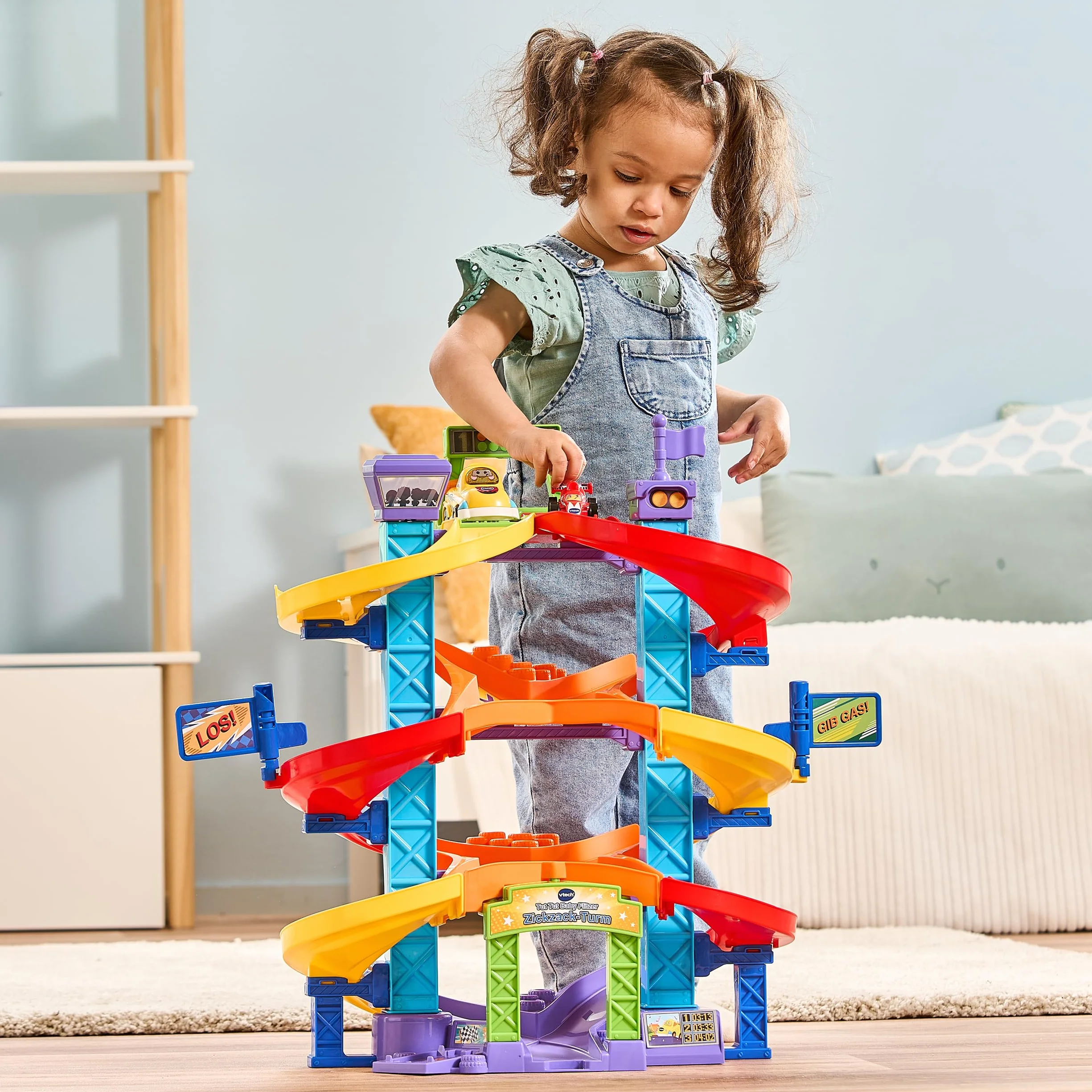 VTech Baby Tut Tut Baby Flitzer - wieża zygzakowa – interaktywny zestaw do zabawy z samochodem wyścigowym, muzyką, ekscytującymi zdaniami i dźwiękami – dla dzieci w wieku 1-5 lat