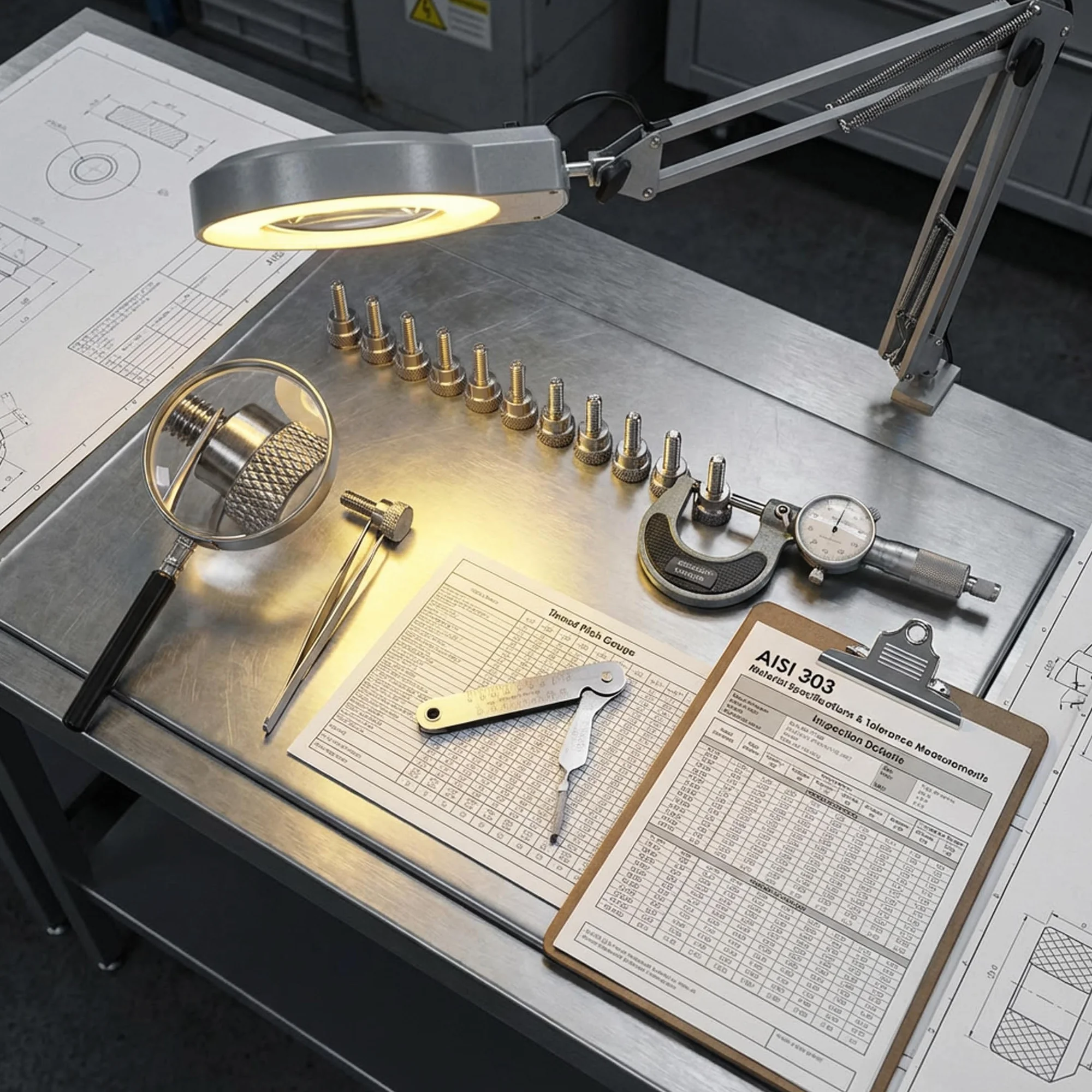 PrecisionGeek® Śruby radełkowane M4 ze stali nierdzewnej AISI 303 – z kołnierzem – 10 mm – łeb płaski – śruby kciukowe do metalu, drewna i akrylu – zestaw 10 sztuk