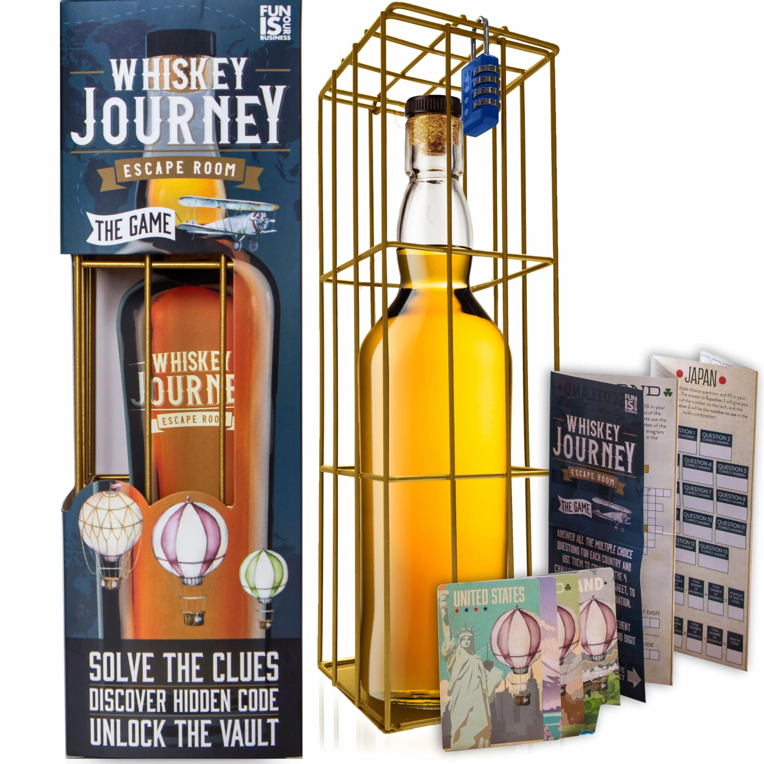 Boxer Gifts Whisky Escape Room gra dla dorosłych – odblokuj klatkę, aby zdobyć butelkę, zabawne łamigłówki dla dorosłych | Prezenty na whisky dla mężczyzn na urodziny lub Boże Narodzenie oraz