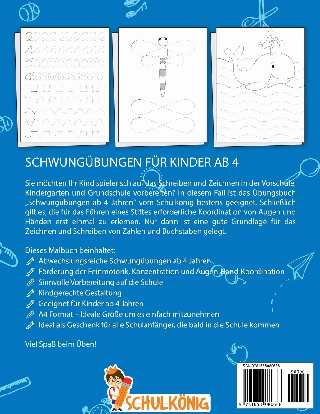 Schwungübungen Ab 4 Jahren: Das große Übungsheft für den Kindergarten und Vorschule zur Förderung der Konzentration und Feinmotorik - Inkl. Links- und ... - A4 Vorschulblock für Mädchen und Jungen