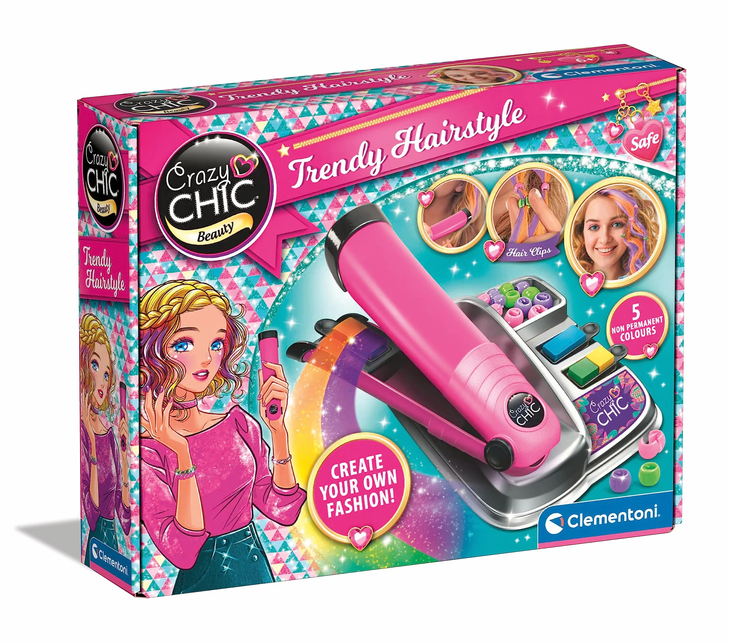 Clementoni - 18773 - Crazy Chic - Trendy Hairstyles - Zabawka Kreatywna Dla Dziewczyny Od 6 Lat