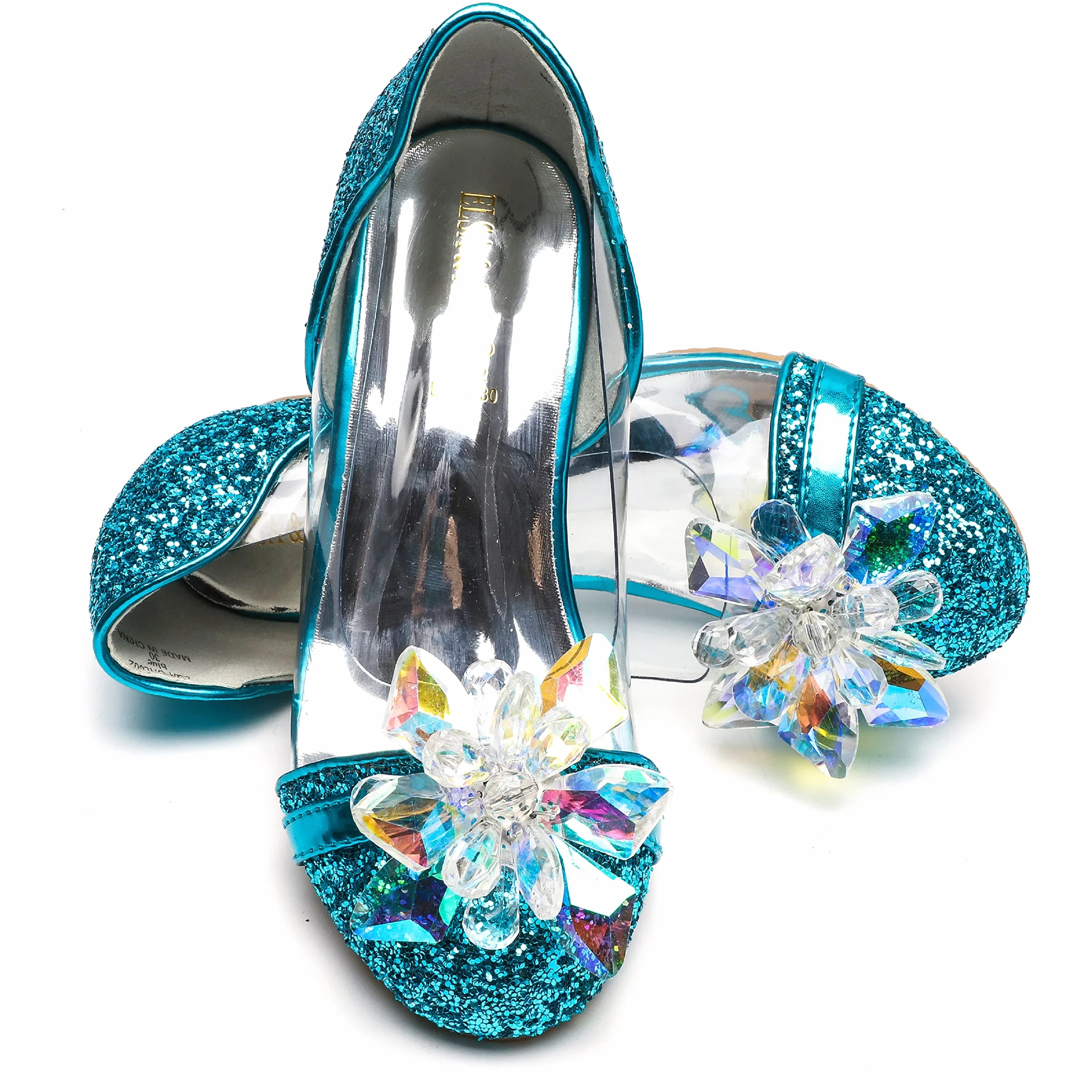 ELSA & ANNA Dziewczęce buty księżniczki - 3 cm obcasy - Błyszczące buty na imprezę i urodziny - Wysokie obcasy dla dzieci BLU14