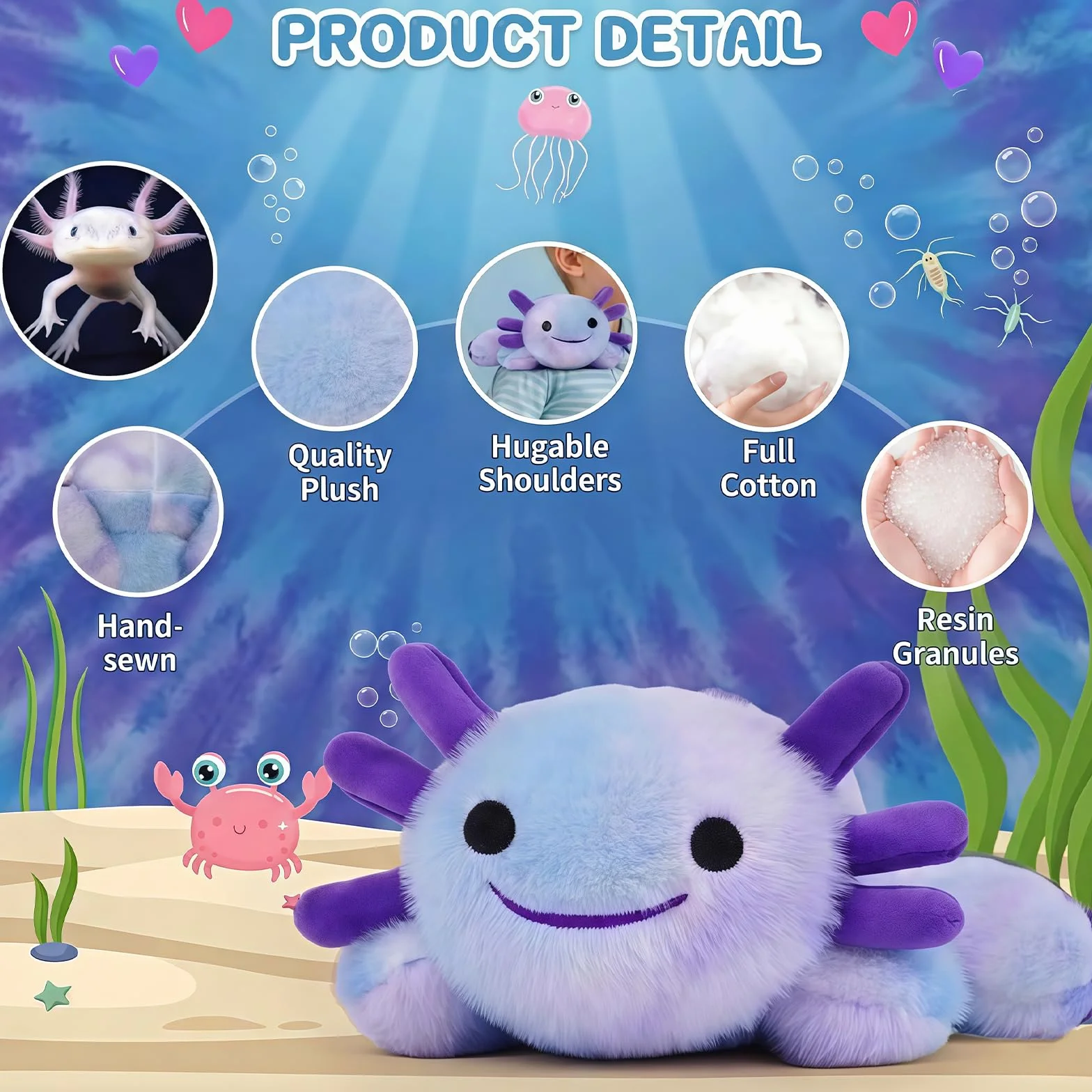 Axolotl pluszowe zwierzątko, Axolotl, maskotka do przytulania, wydra do spania, wypchane zwierzę, przytulanki, zwierzęta ciężarowe dla dzieci