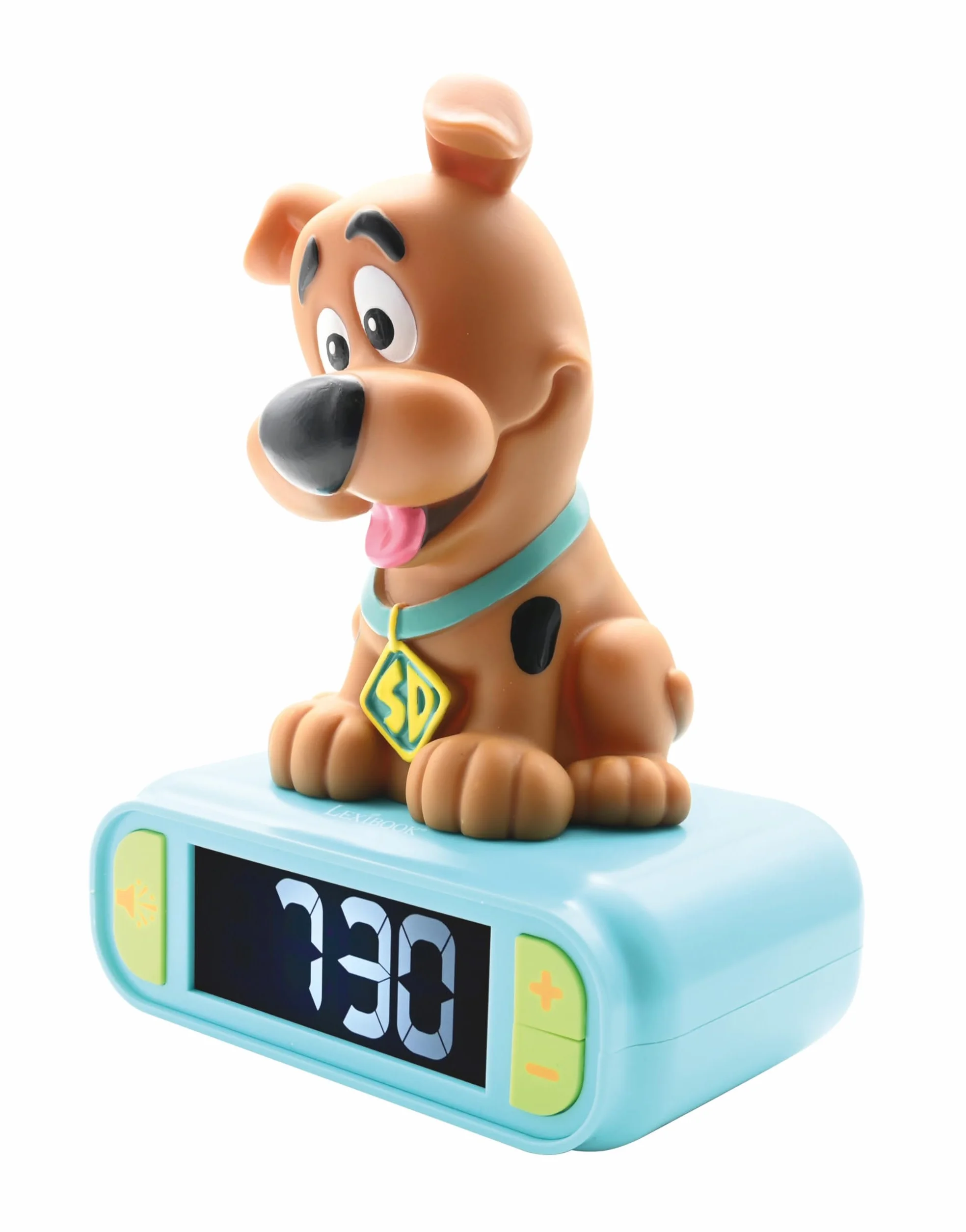 LEXIBOOK, Scooby-Doo, budzik nocny, dźwięki i melodie, podświetlany ekran LCD, świecący, drzemka, brązowy/zielony, RL800SDLXB