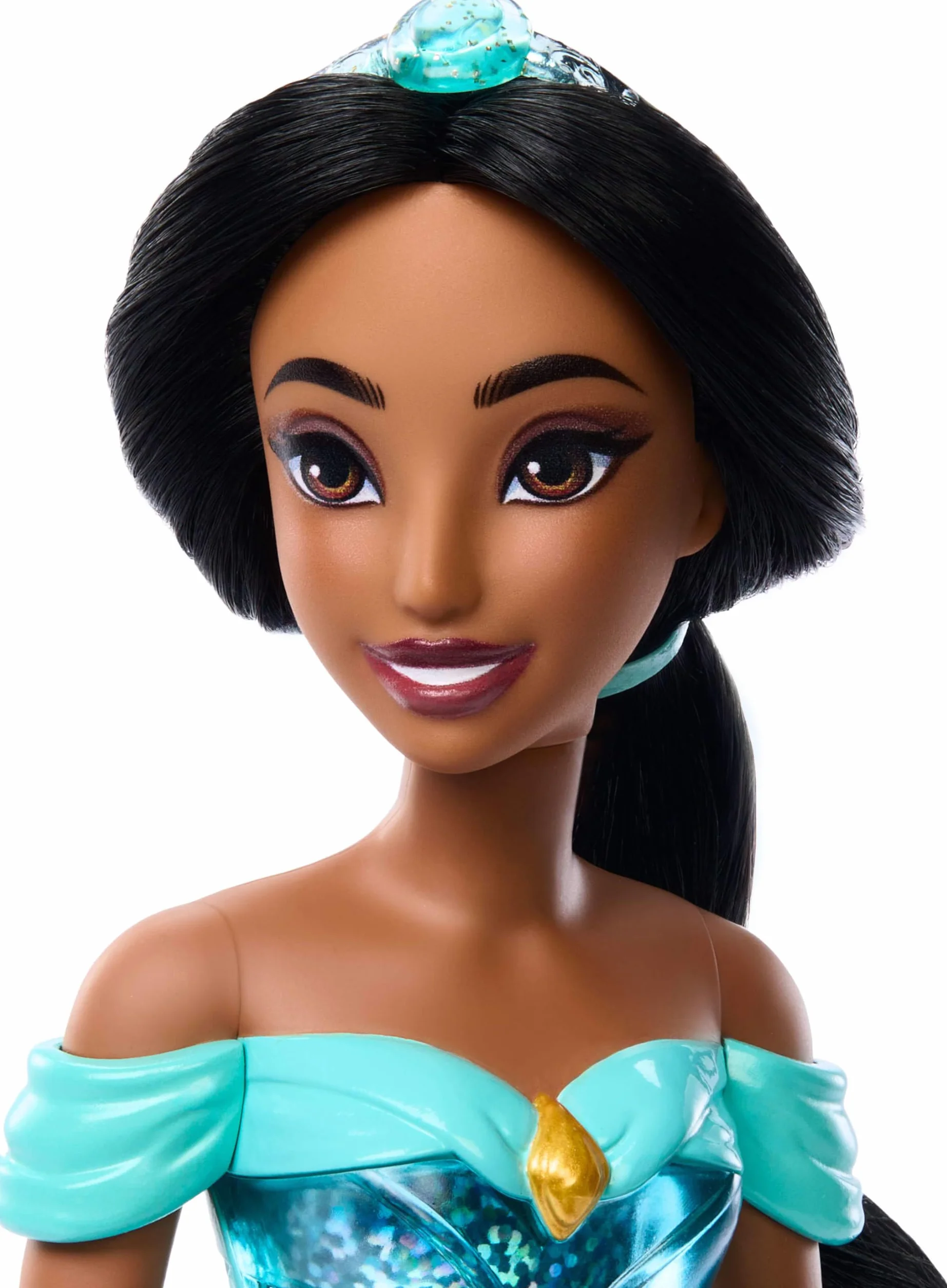 Mattel Disneya Księżniczka Dżasmina Lalka z punktami zgięcia błyszczącym ubrankiem akcesoriami HLW12